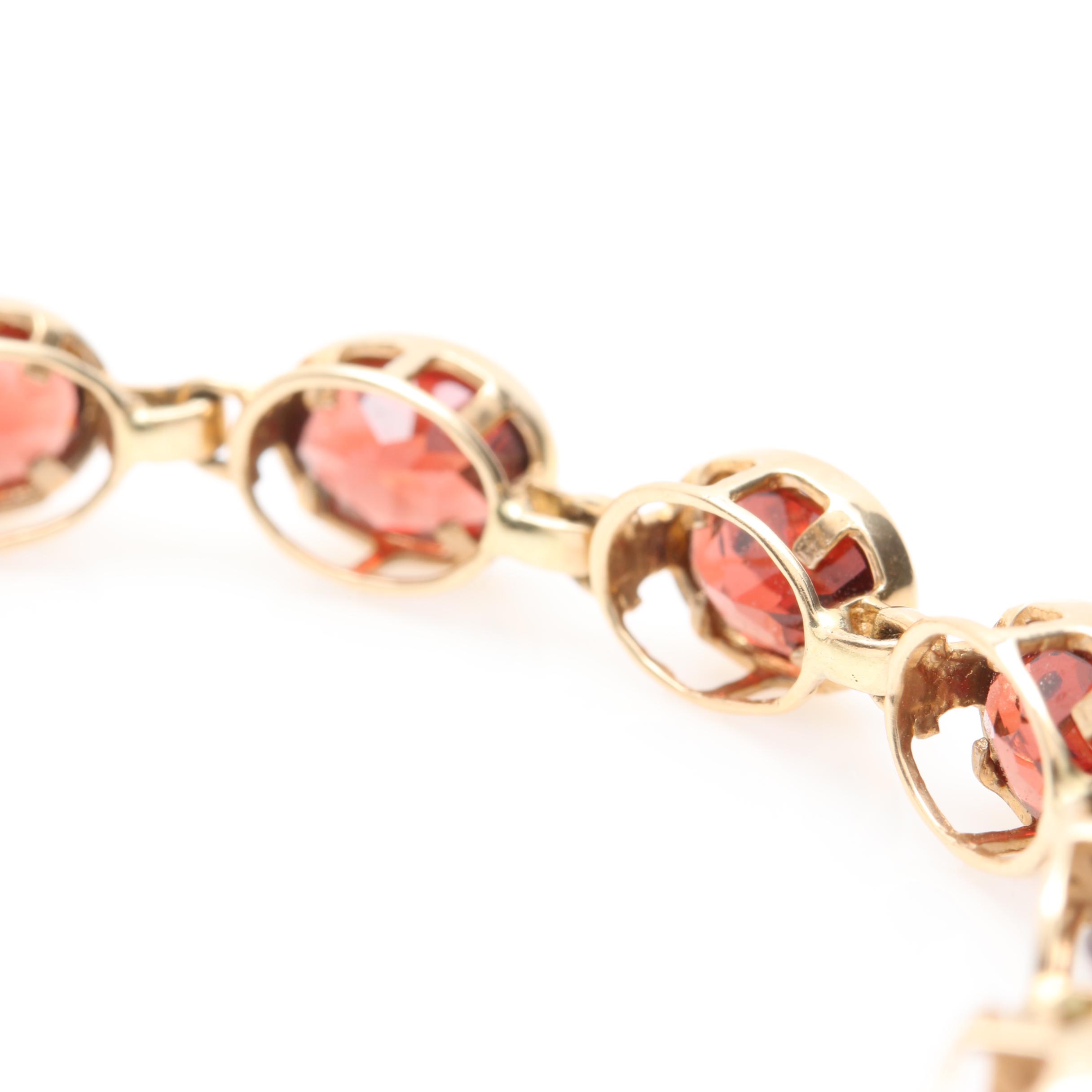 10K and 14K Yellow Gold Garnet Tennis Bracelet