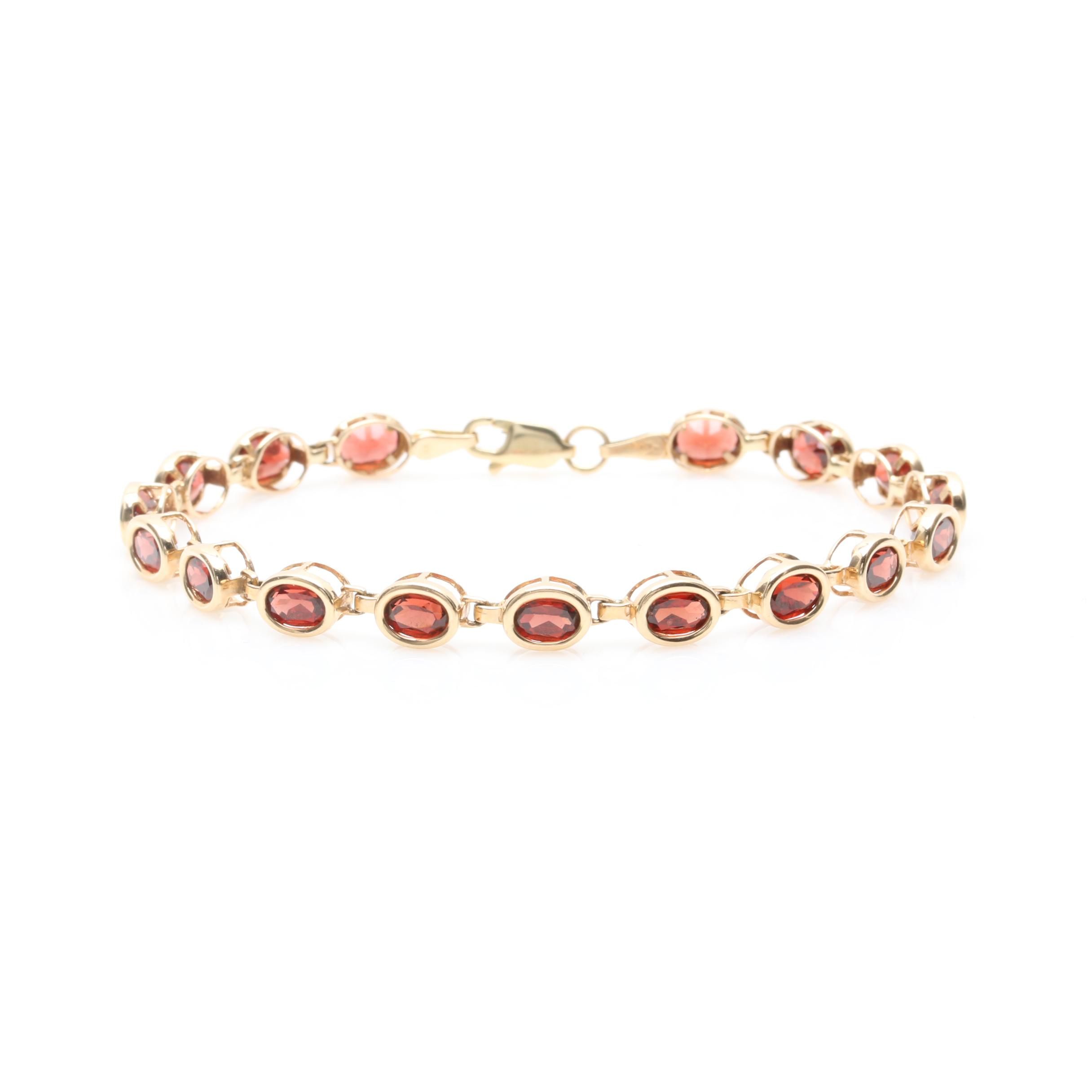 10K and 14K Yellow Gold Garnet Tennis Bracelet