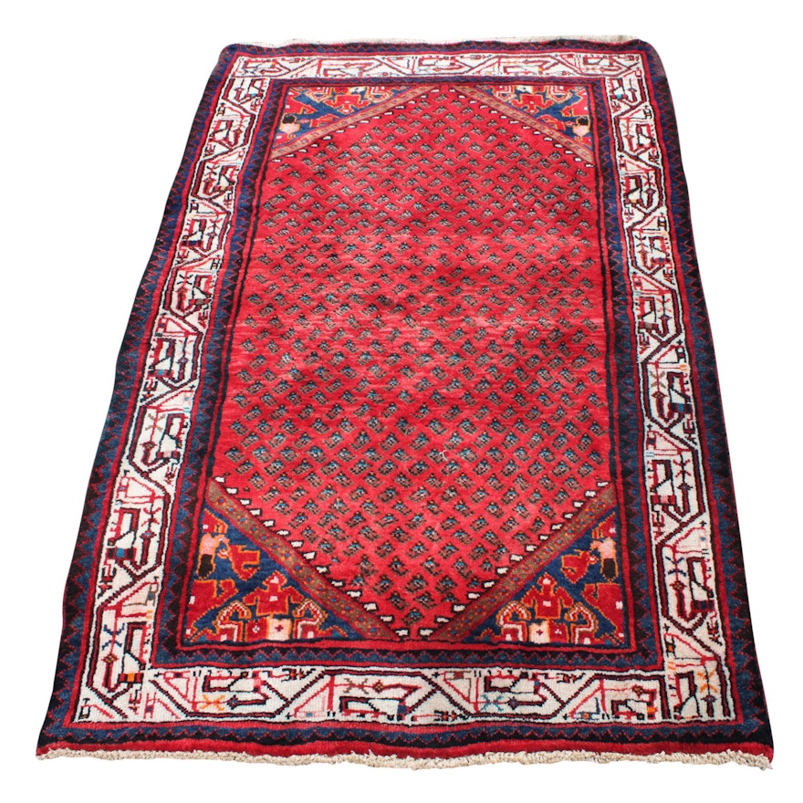 Hand-Knotted Persian Serabend Area Rug