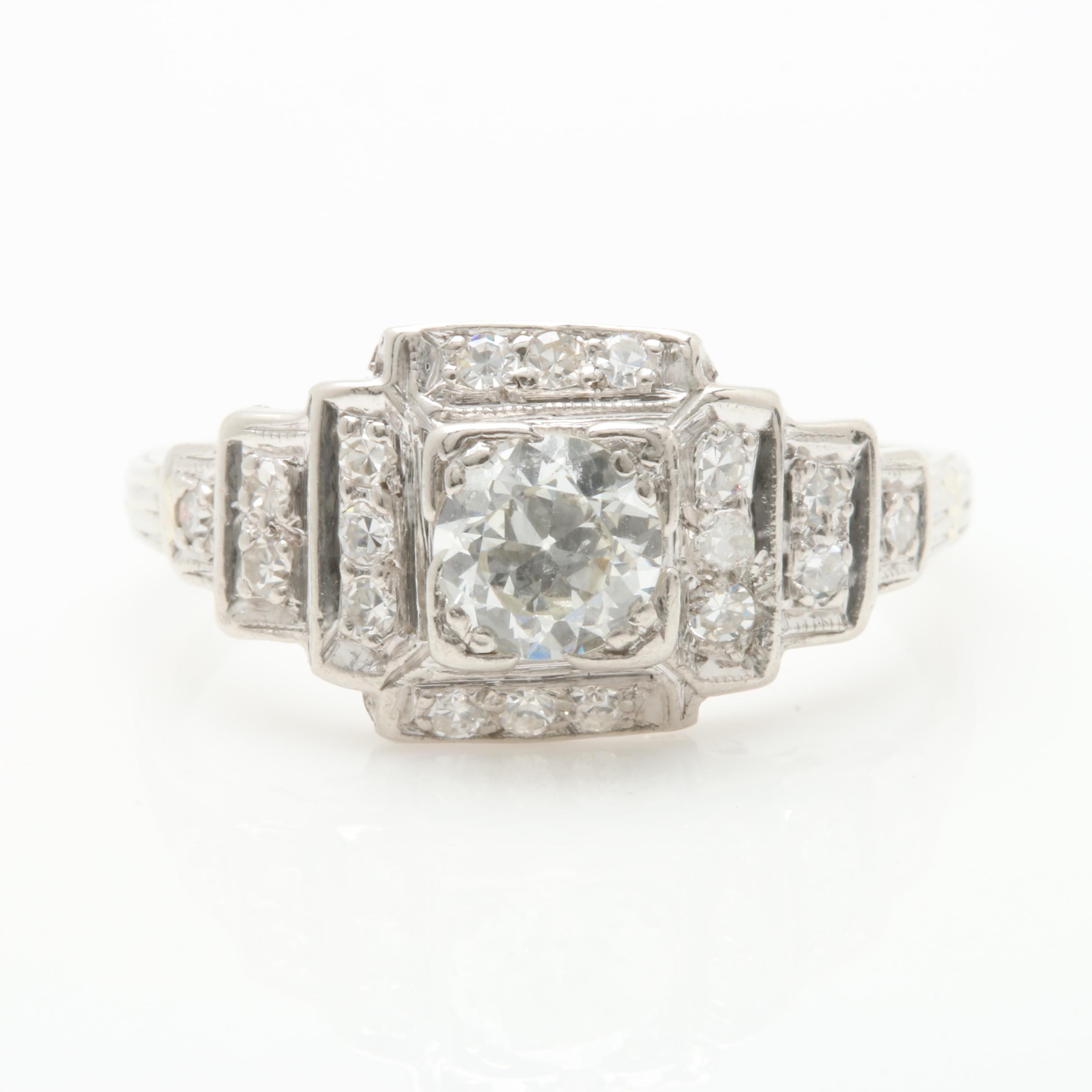 Platinum Palladium Alloy Diamond Ring