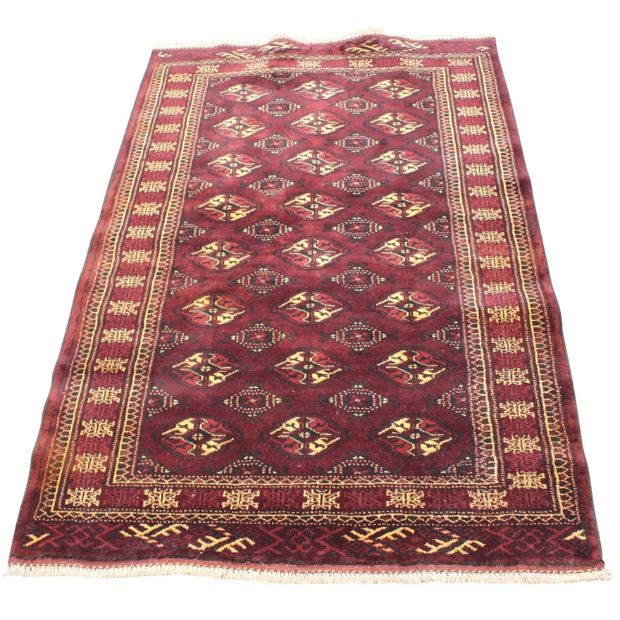 Hand-Knotted Persian Turkmen Wool Area Rug