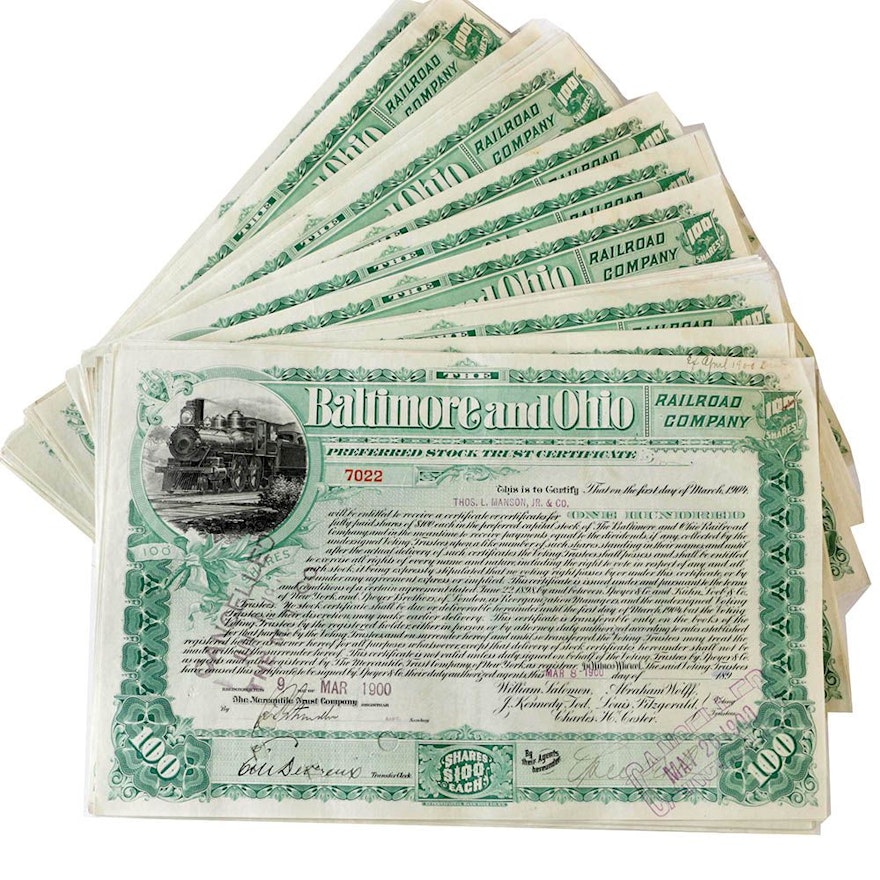 Baltimore and Ohio Stock Certificates