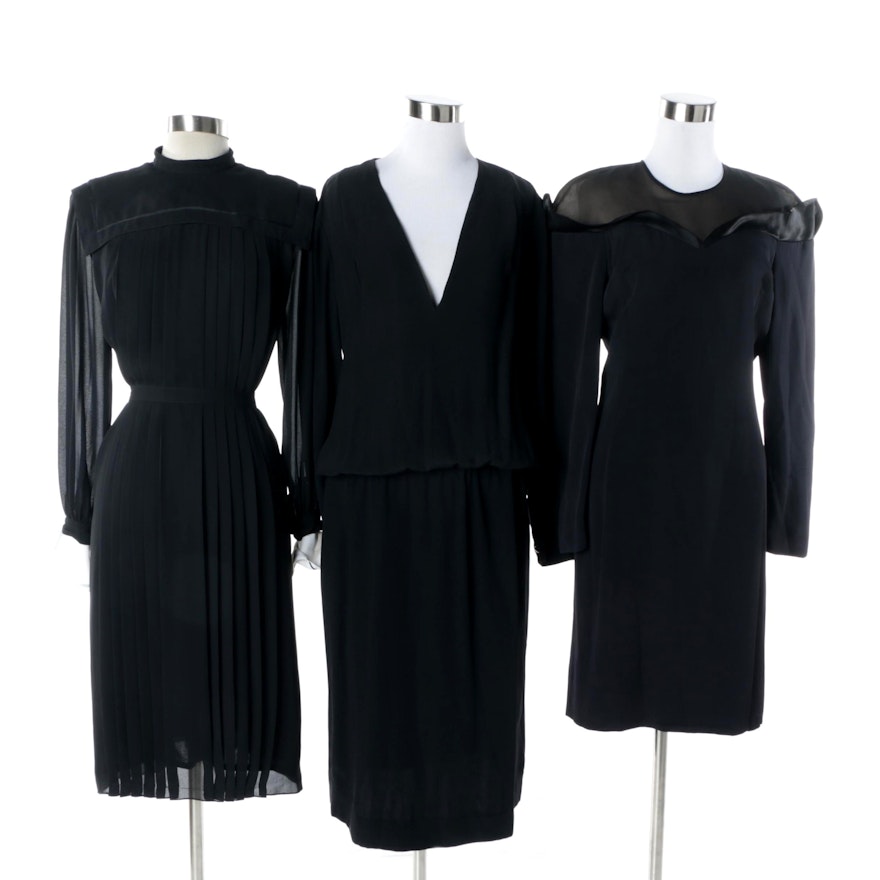 1980s Black Party Dresses Including Pierre Cardin and CH by Carolina Herrera