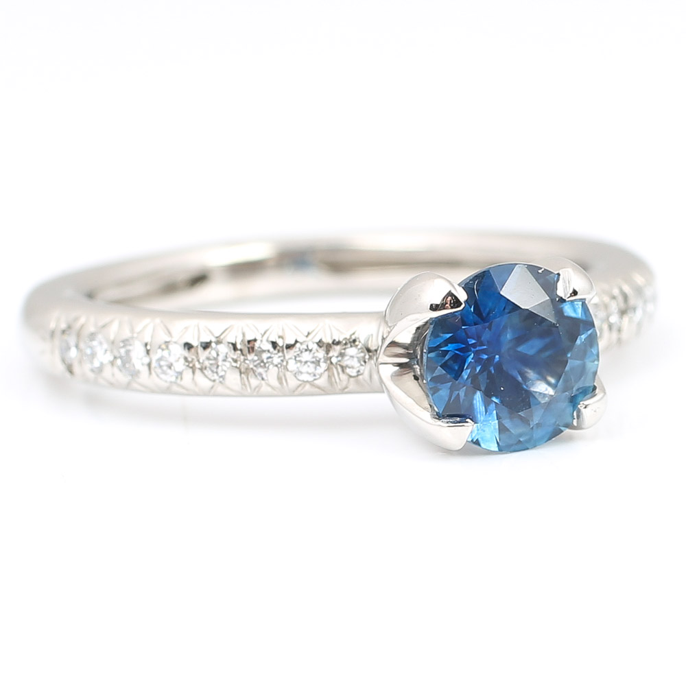 Platinum Sapphire and Diamond Ring