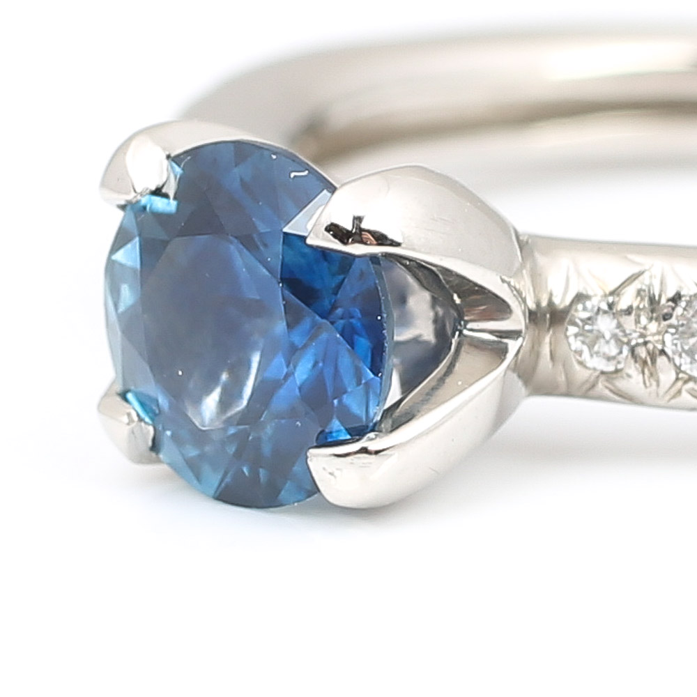 Platinum Sapphire and Diamond Ring