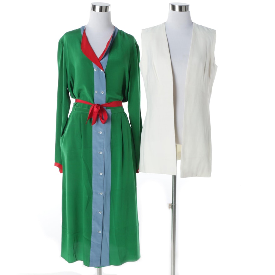 1980s Geoffrey Beene and Donald Brooks Dress and Skirt Blouse Set