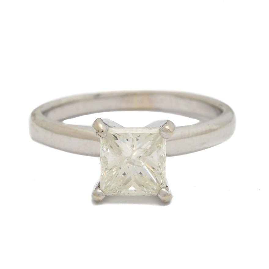 14K White Gold 1.04 CT Diamond Solitaire Ring