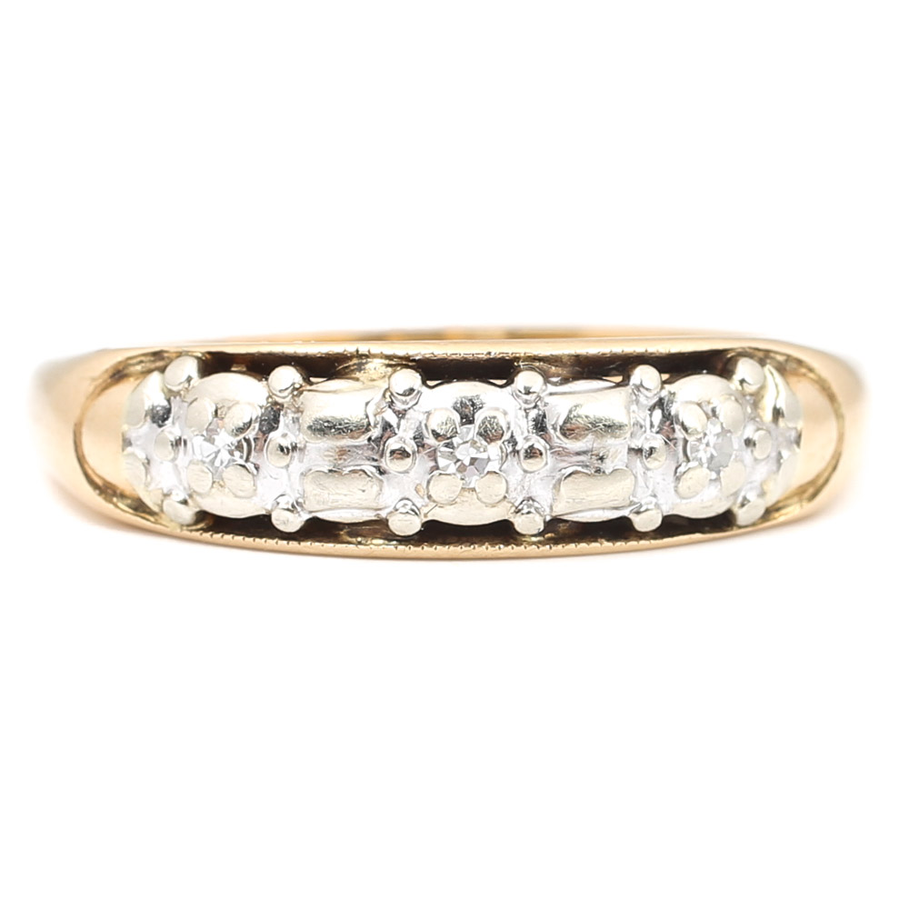 14K Yellow Gold Three-Stone Diamond Band