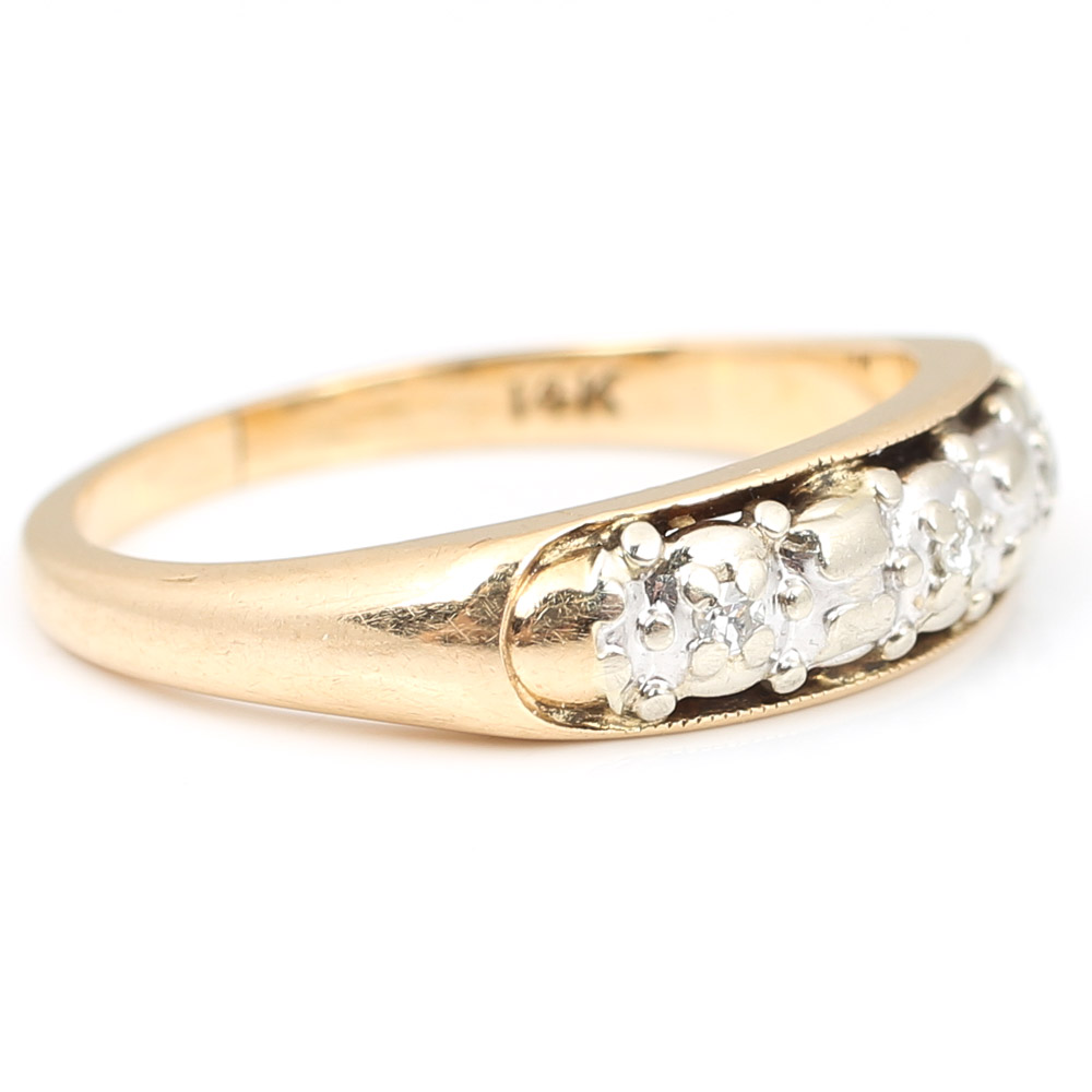 14K Yellow Gold Three-Stone Diamond Band