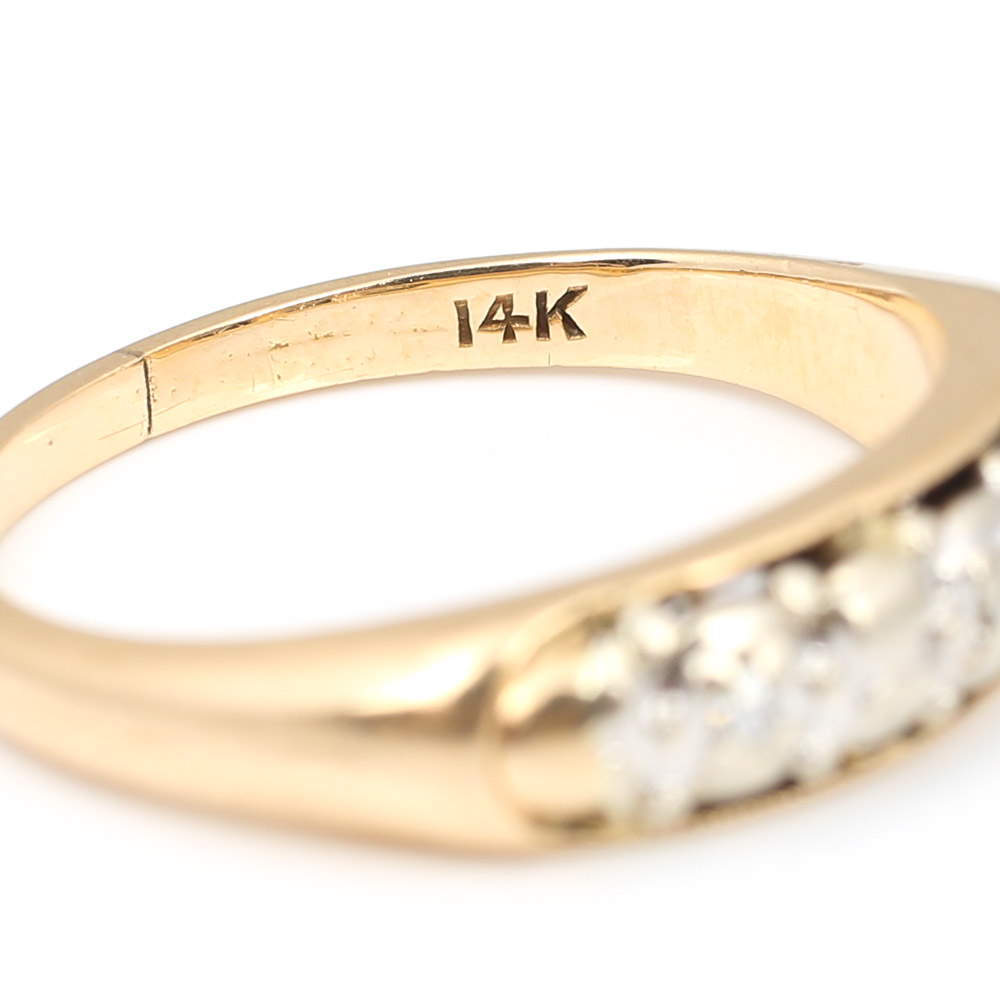 14K Yellow Gold Three-Stone Diamond Band