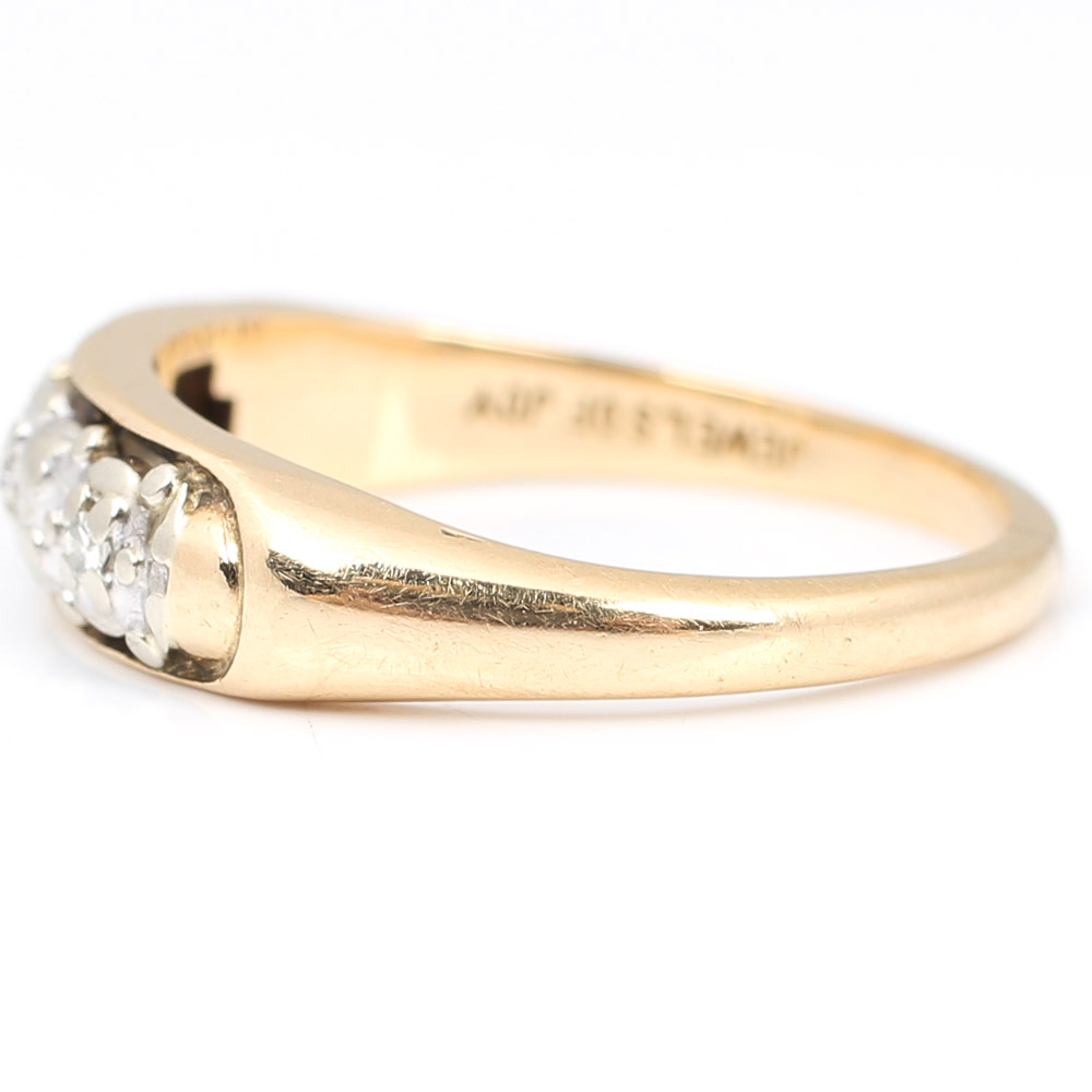 14K Yellow Gold Three-Stone Diamond Band