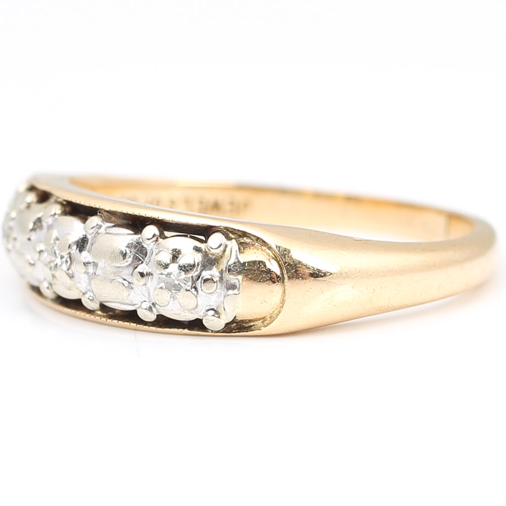 14K Yellow Gold Three-Stone Diamond Band