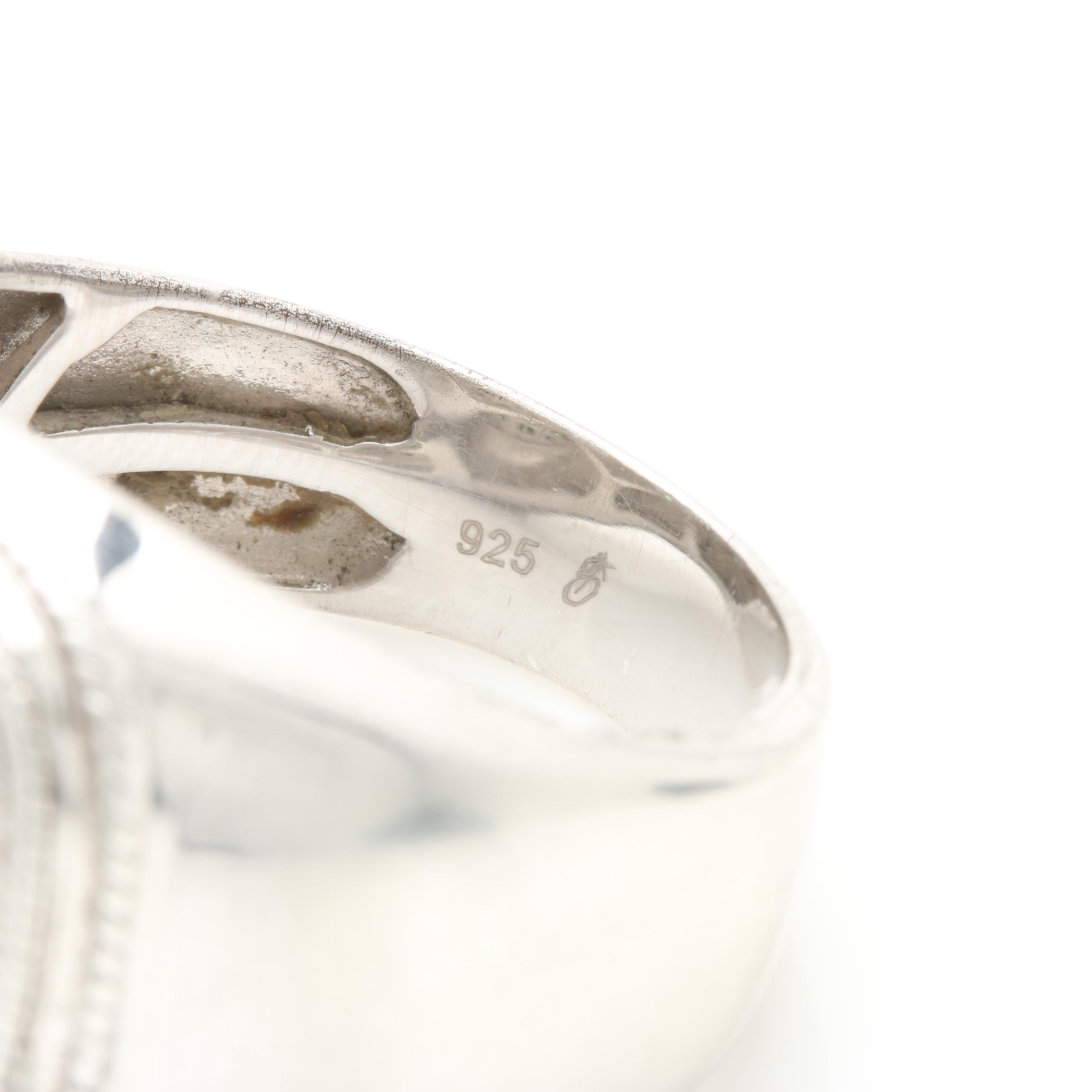 Sterling Silver Green Diamond Ring