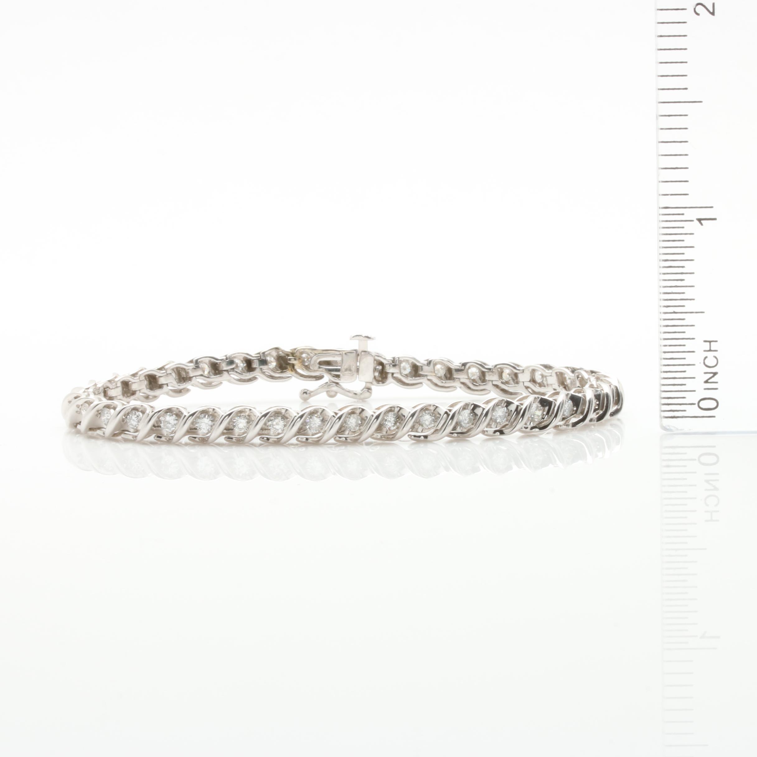 10K White Gold 1.71 CTW Diamond Tennis Bracelet