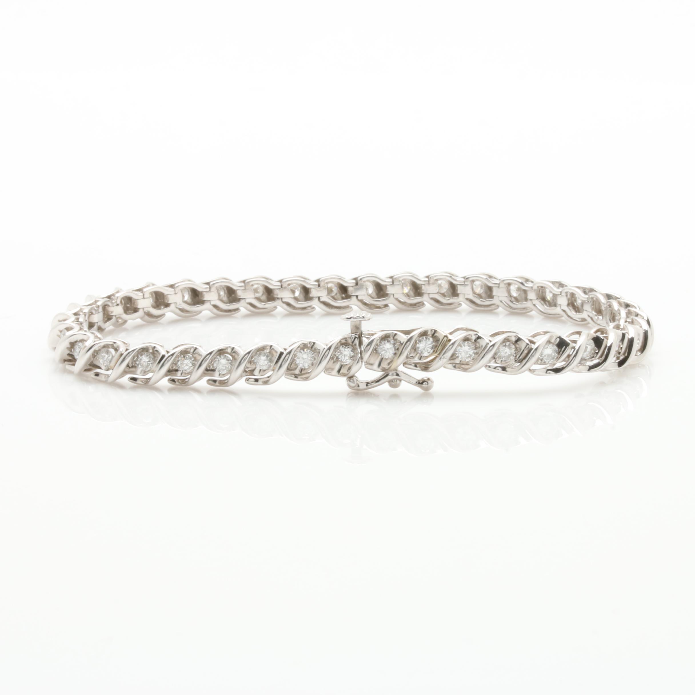 10K White Gold 1.71 CTW Diamond Tennis Bracelet