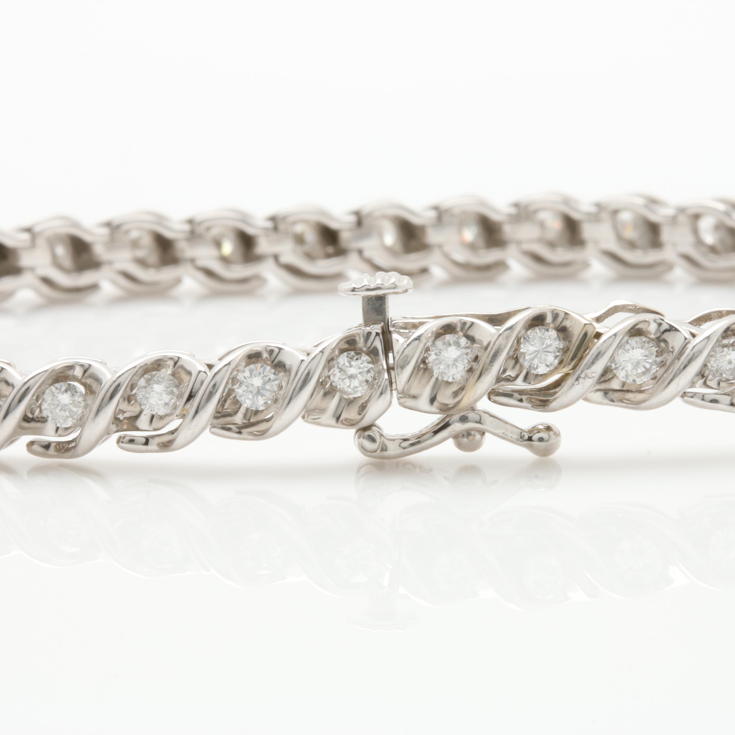 10K White Gold 1.71 CTW Diamond Tennis Bracelet