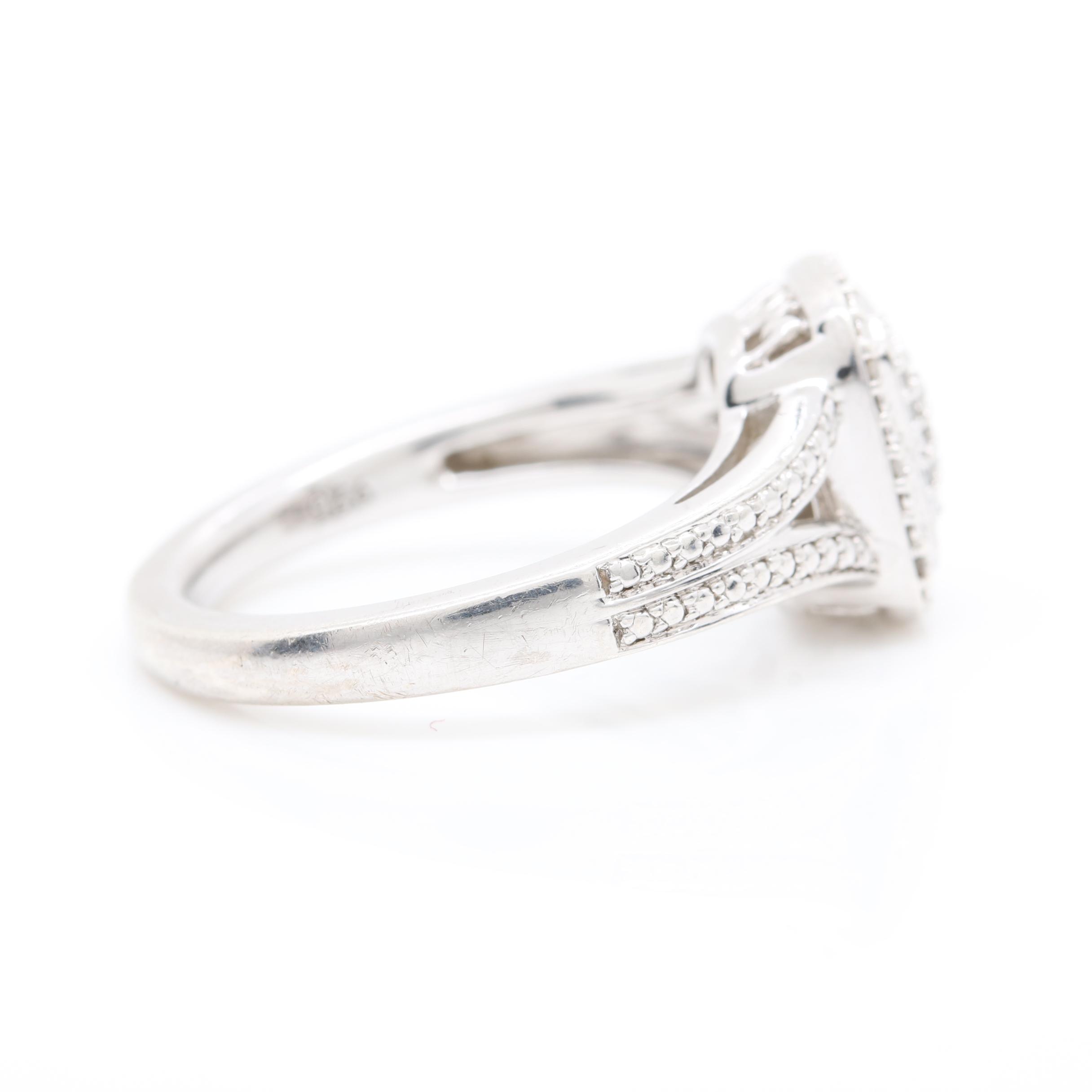 Sterling Silver Synthetic Sapphire and Cubic Zirconia Pendant and Diamond Ring