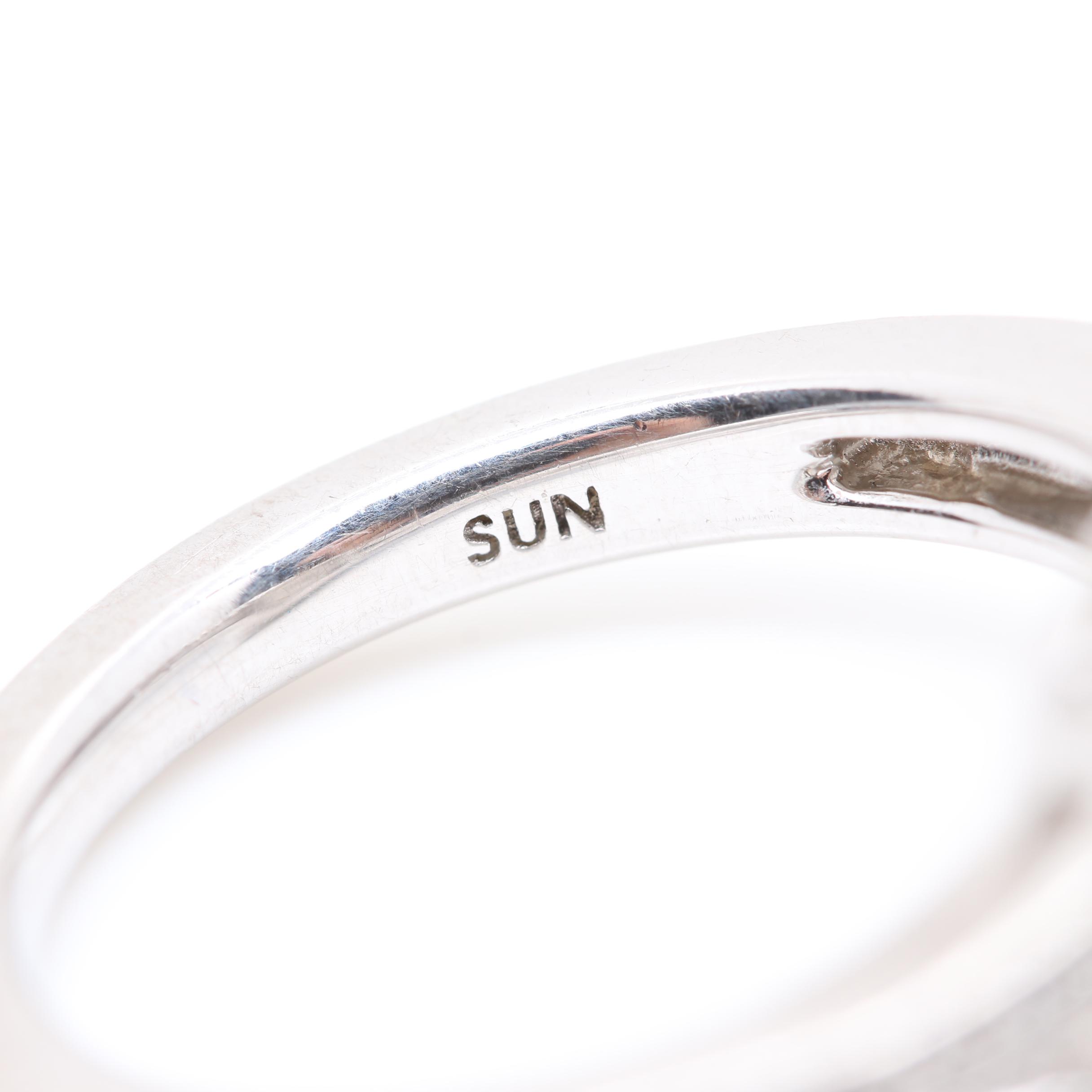 Sterling Silver Synthetic Sapphire and Cubic Zirconia Pendant and Diamond Ring