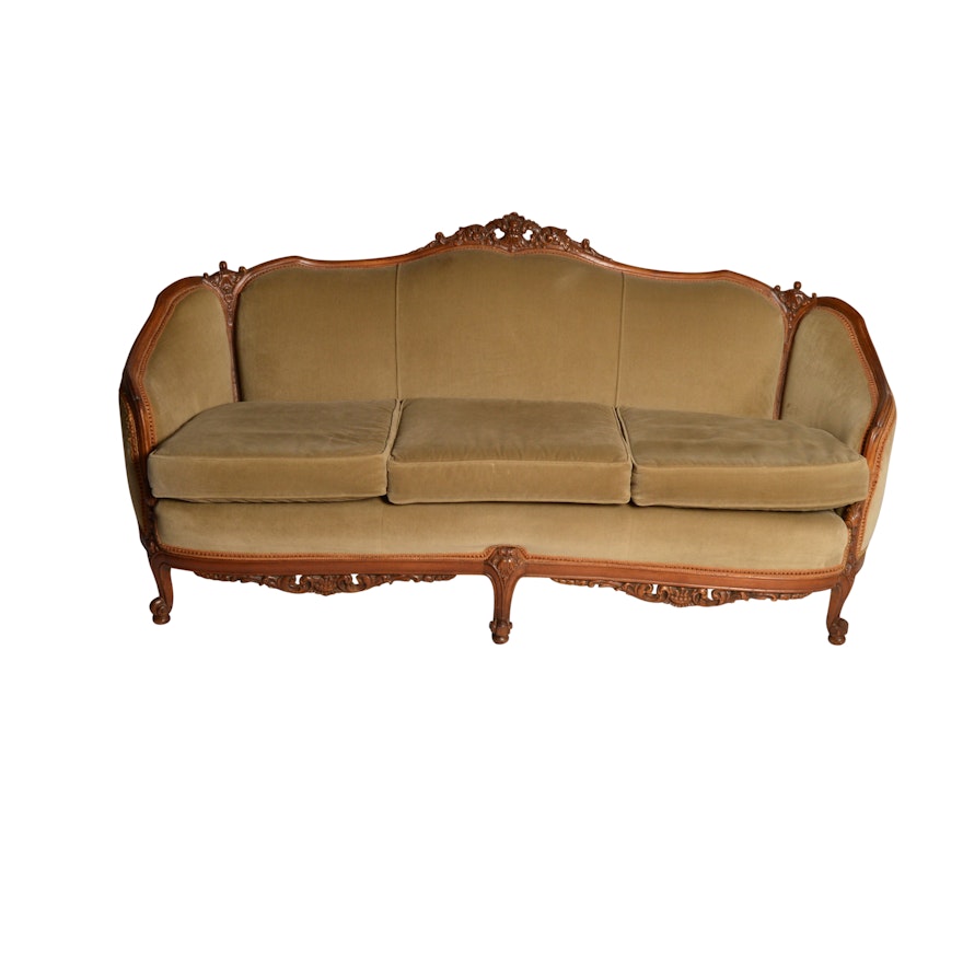 Vintage Victorian Style Upholstered Settee
