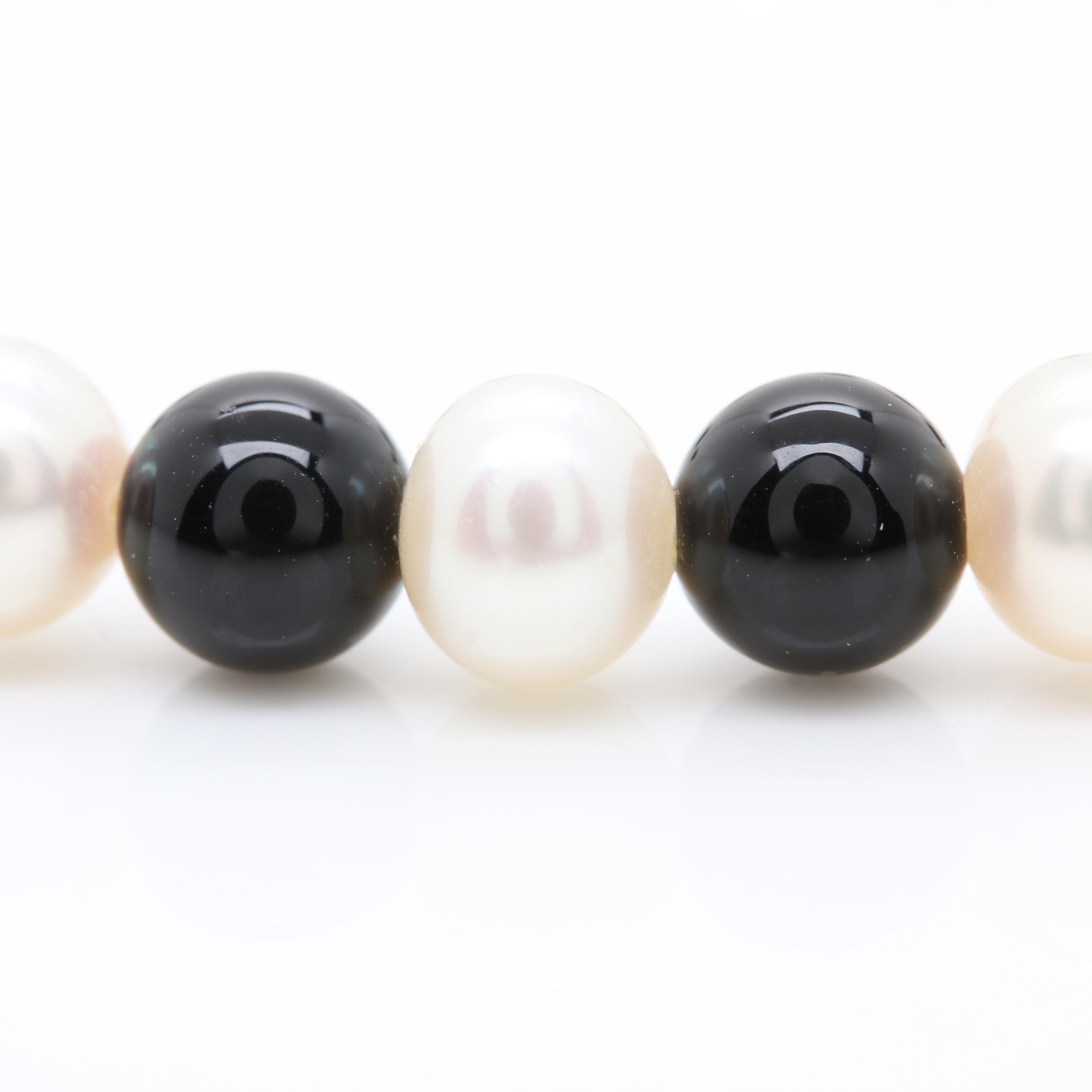 10K and 14K Yellow Gold Black Onyx and Cultured Pearl Demi Parure