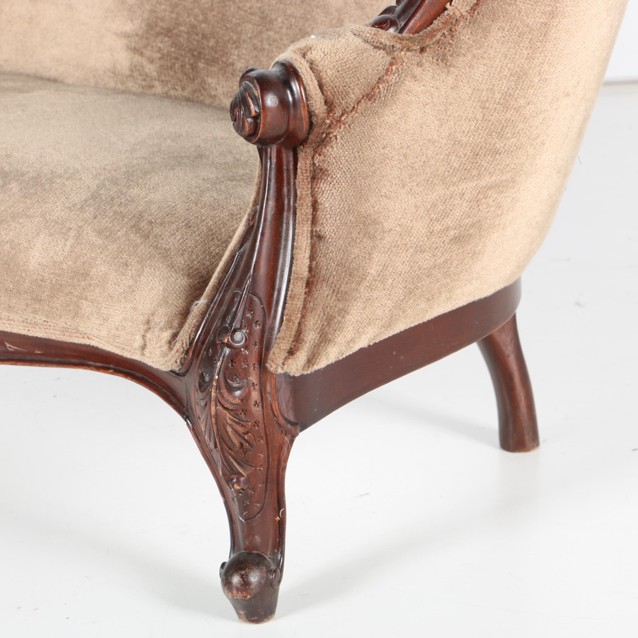 Miniature Victorian Rococo Revival Doll Couch