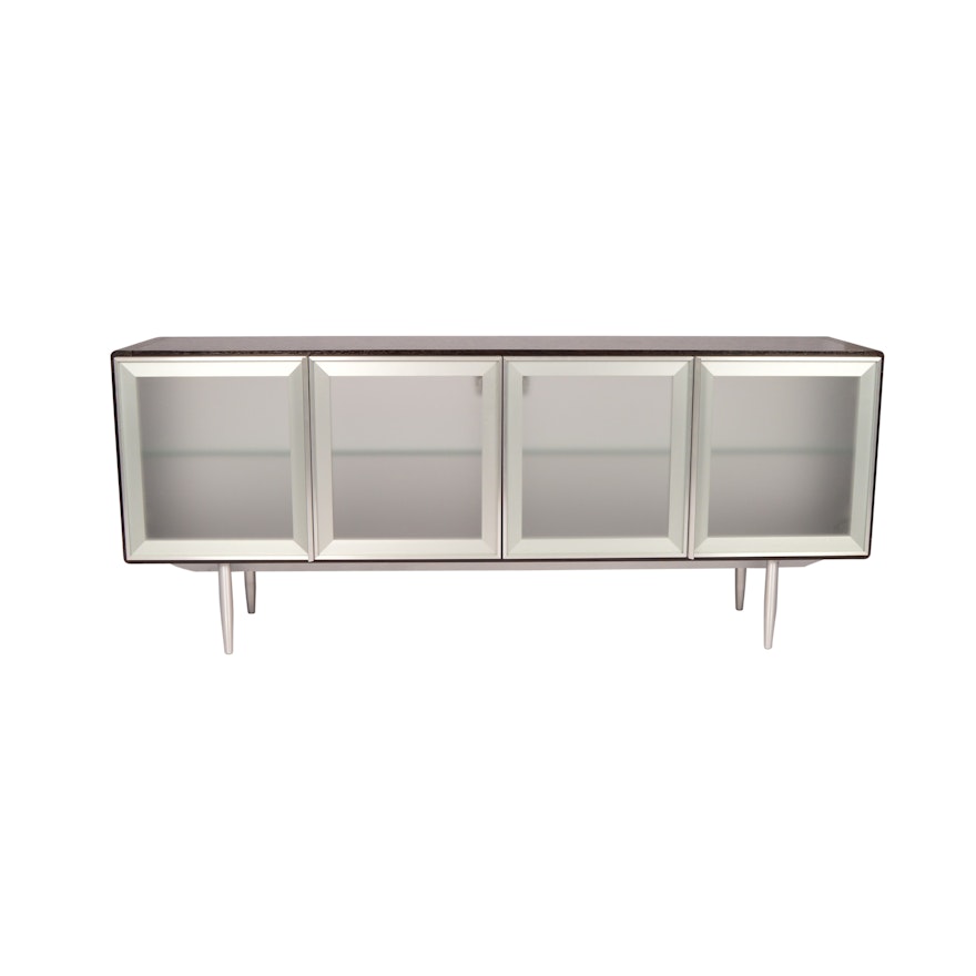 Modern Wood and Glass Media Cabinet