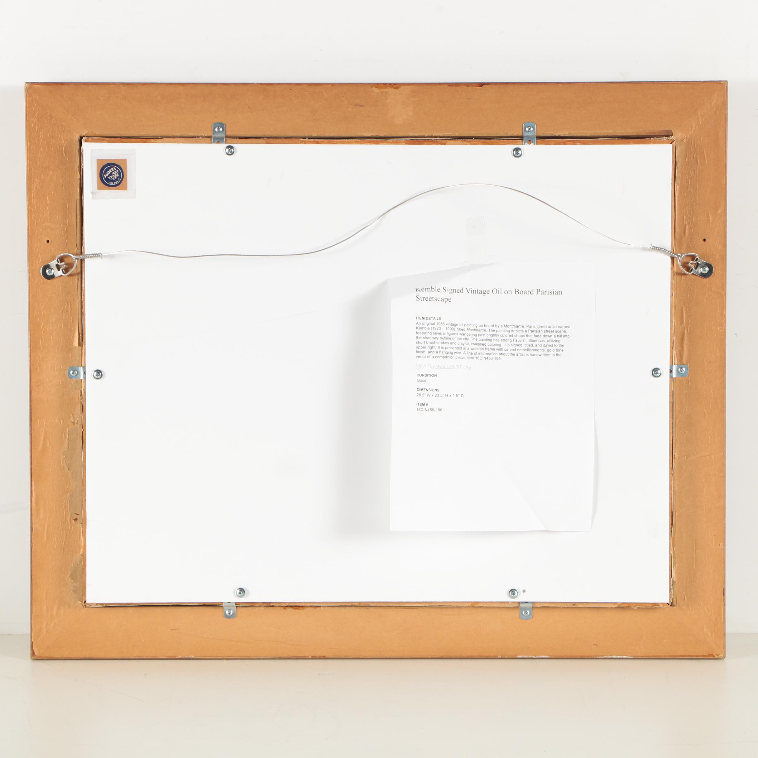 Kemble 1956 Oil Painting "Montmartre"