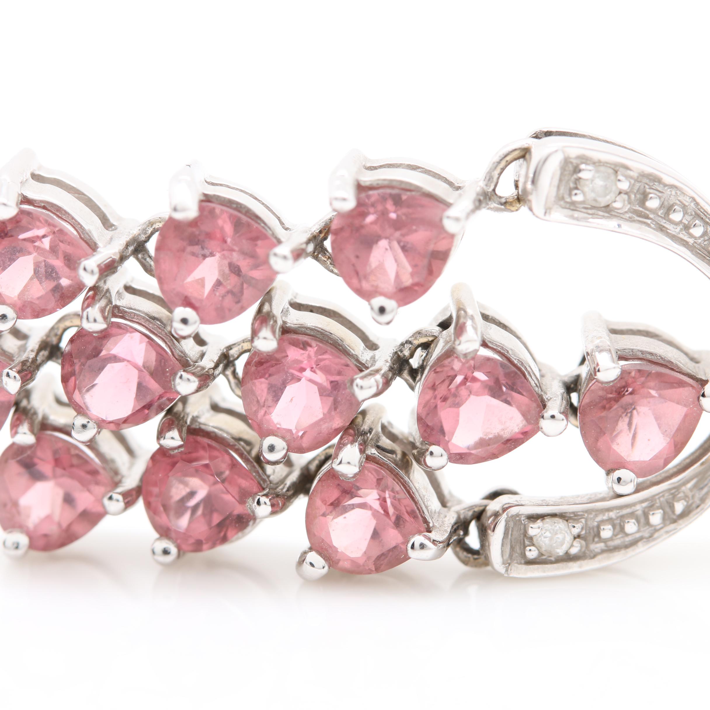 14K White Gold Tourmaline Pendant With Diamond Accents