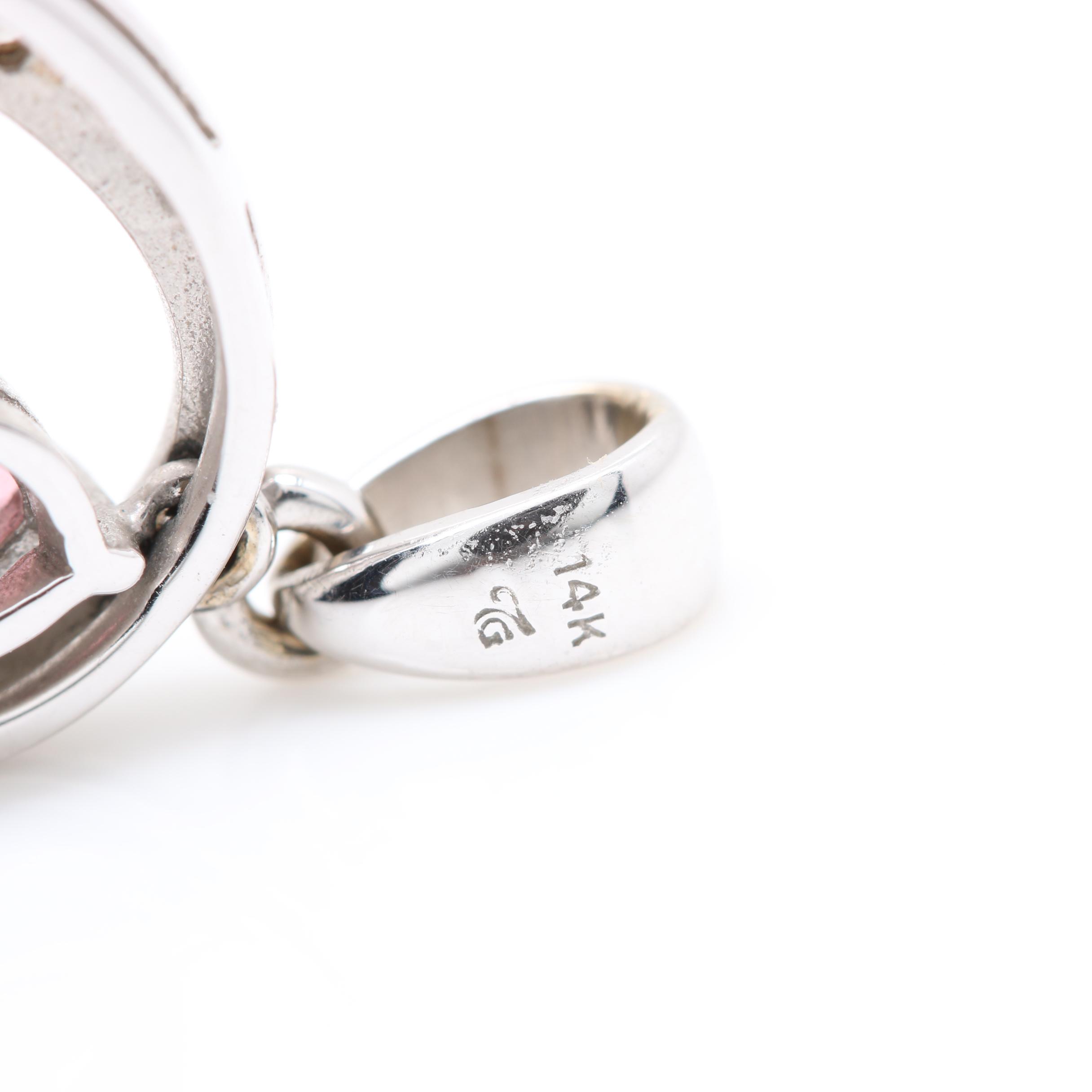 14K White Gold Tourmaline Pendant With Diamond Accents