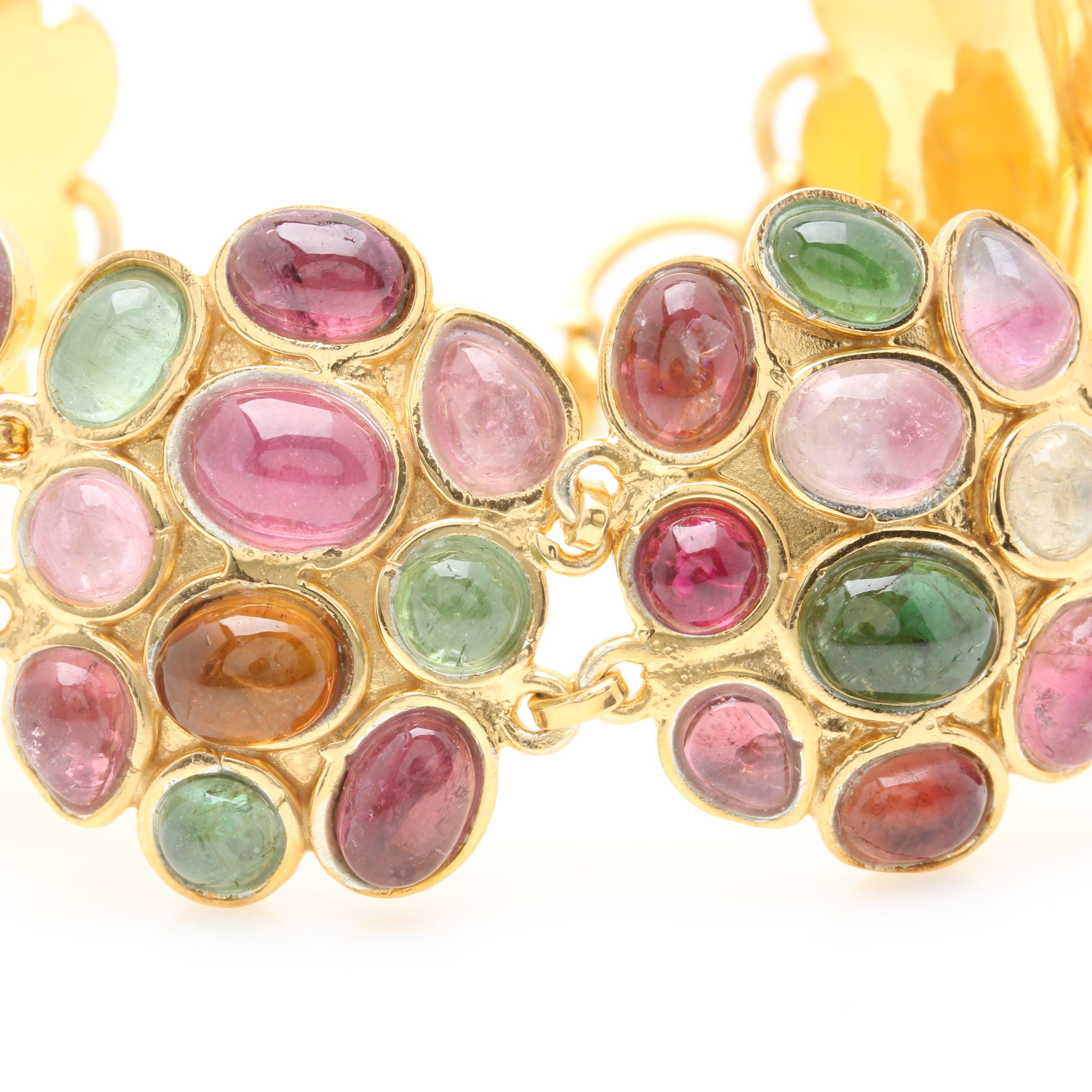Gold Wash on Sterling Silver Multi Color Tourmaline Bracelet