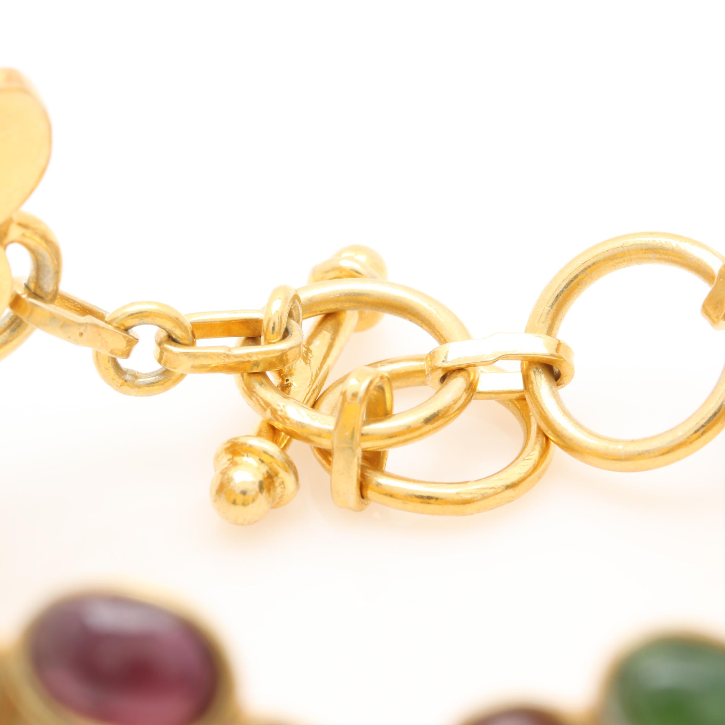 Gold Wash on Sterling Silver Multi Color Tourmaline Bracelet