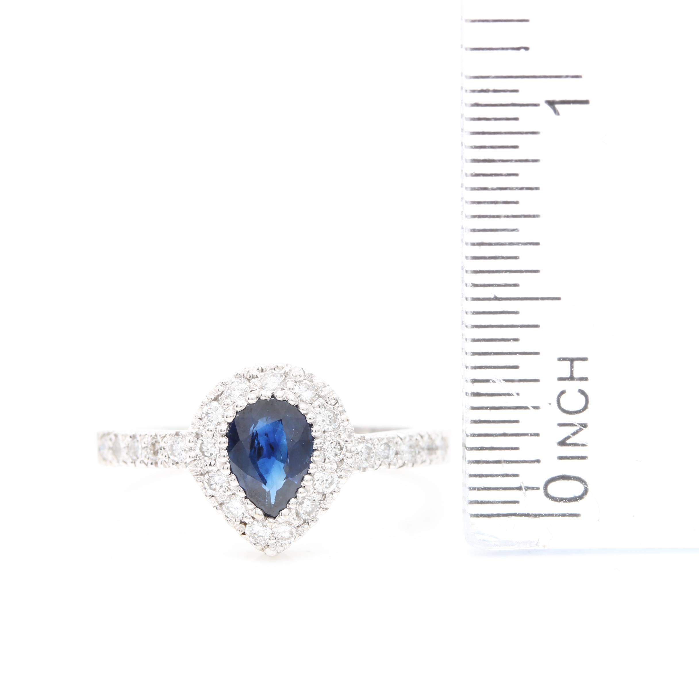 14K White Gold Sapphire and Diamond Ring