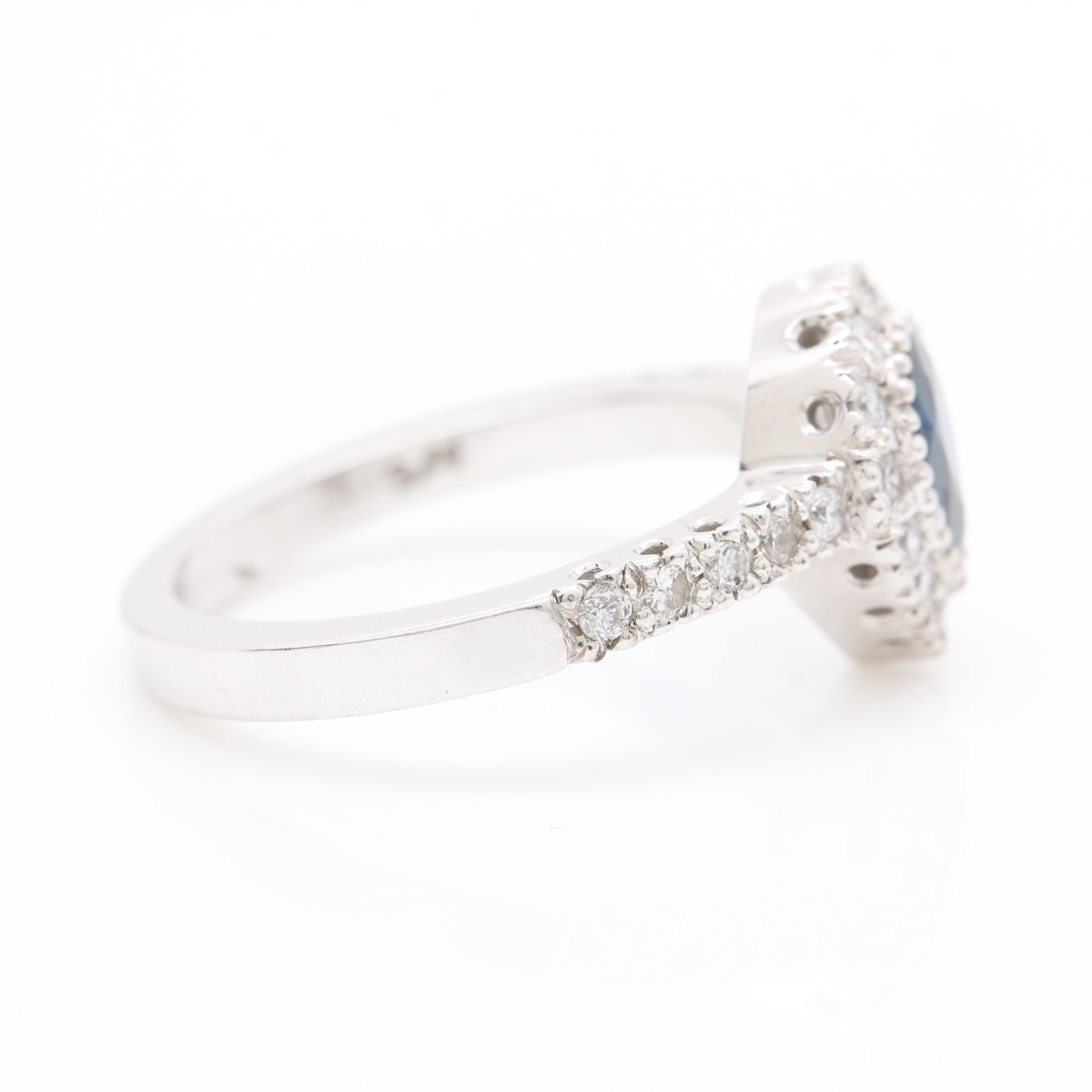 14K White Gold Sapphire and Diamond Ring