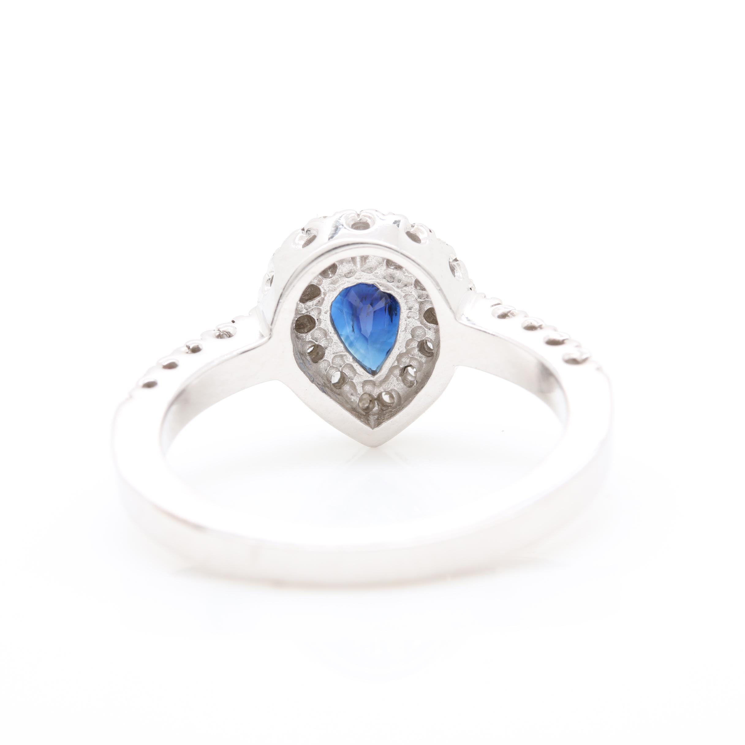 14K White Gold Sapphire and Diamond Ring