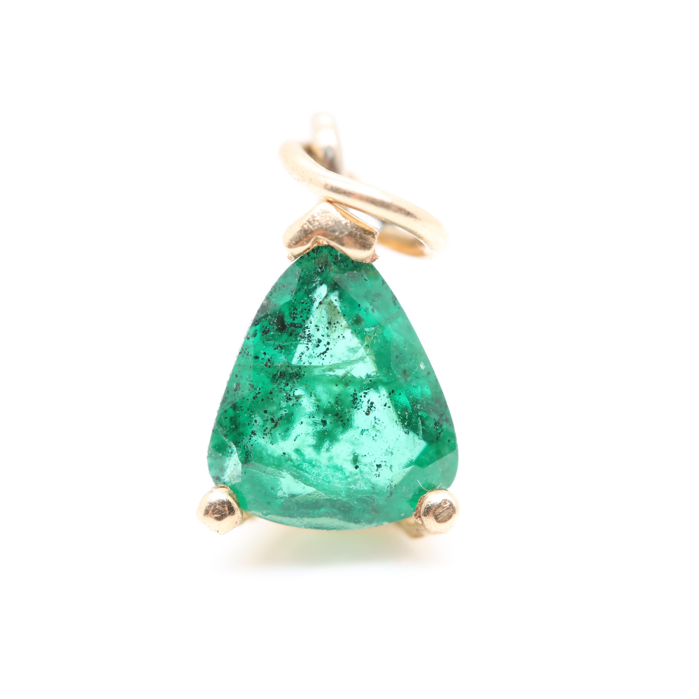 14K Yellow Gold Emerald Pendant