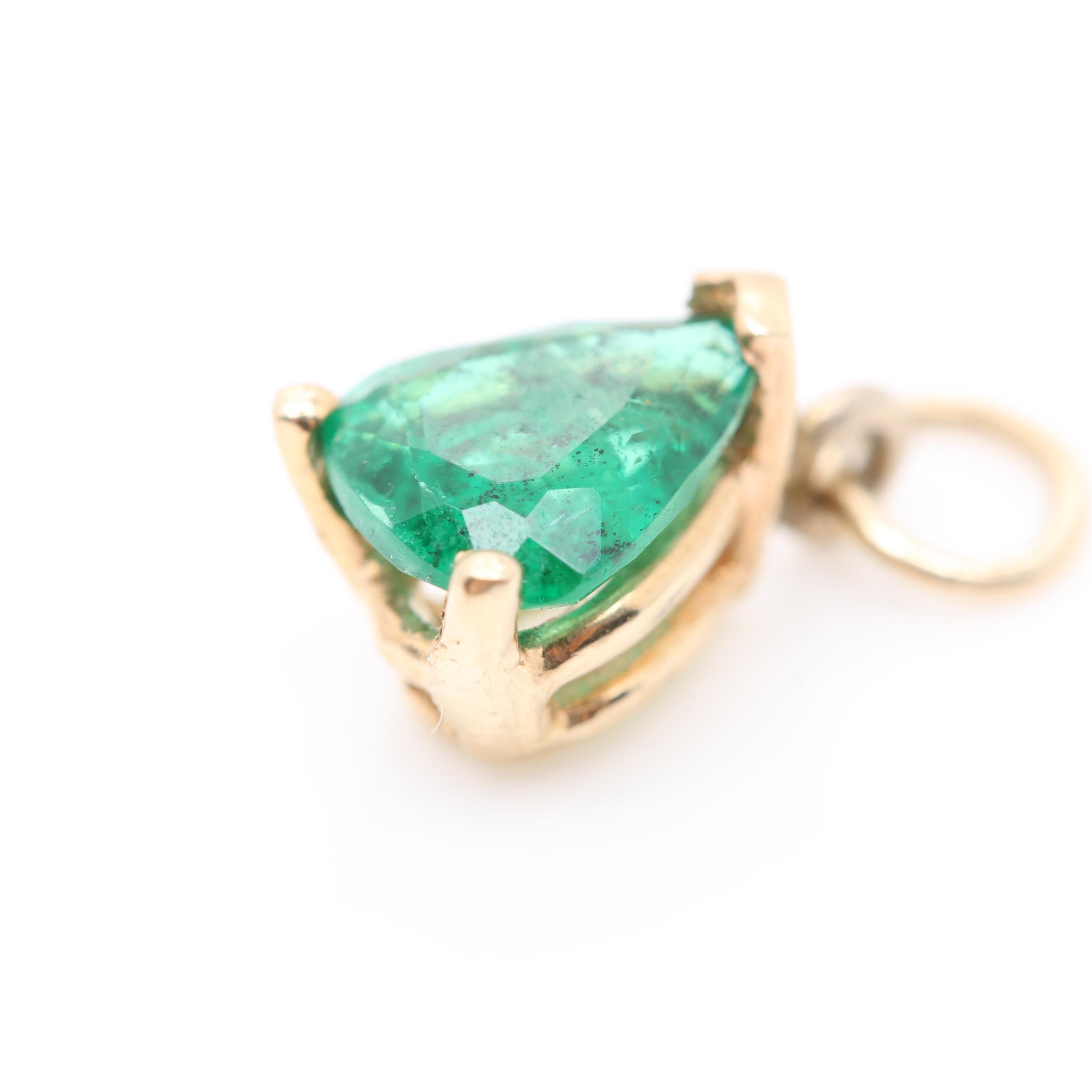 14K Yellow Gold Emerald Pendant