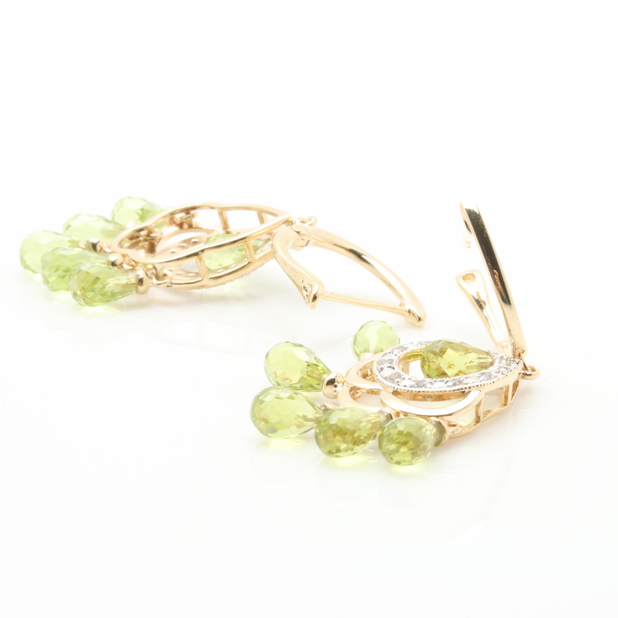 Gold Wash on Sterling Silver Peridot and White Topaz Earrings