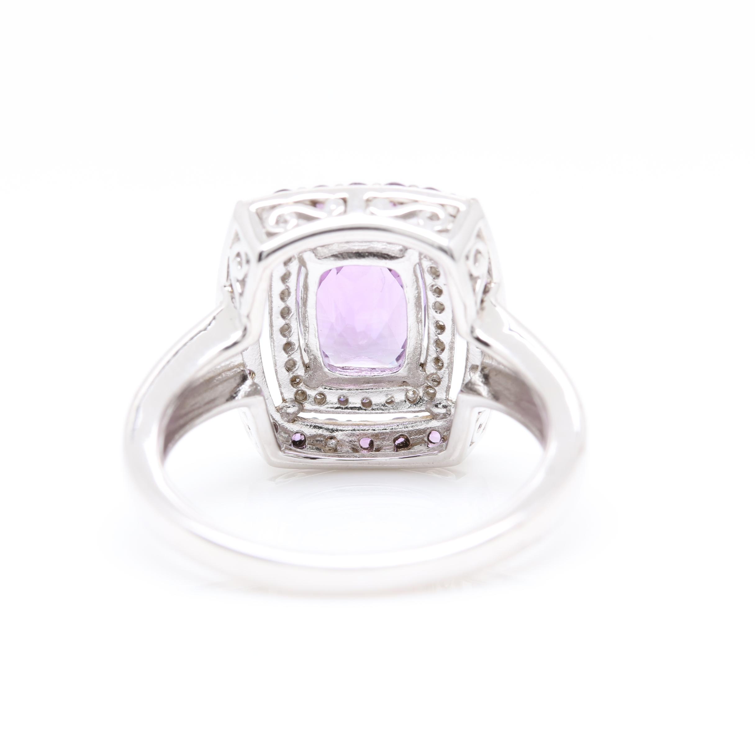 Sterling Silver Amethyst and Diamond Ring