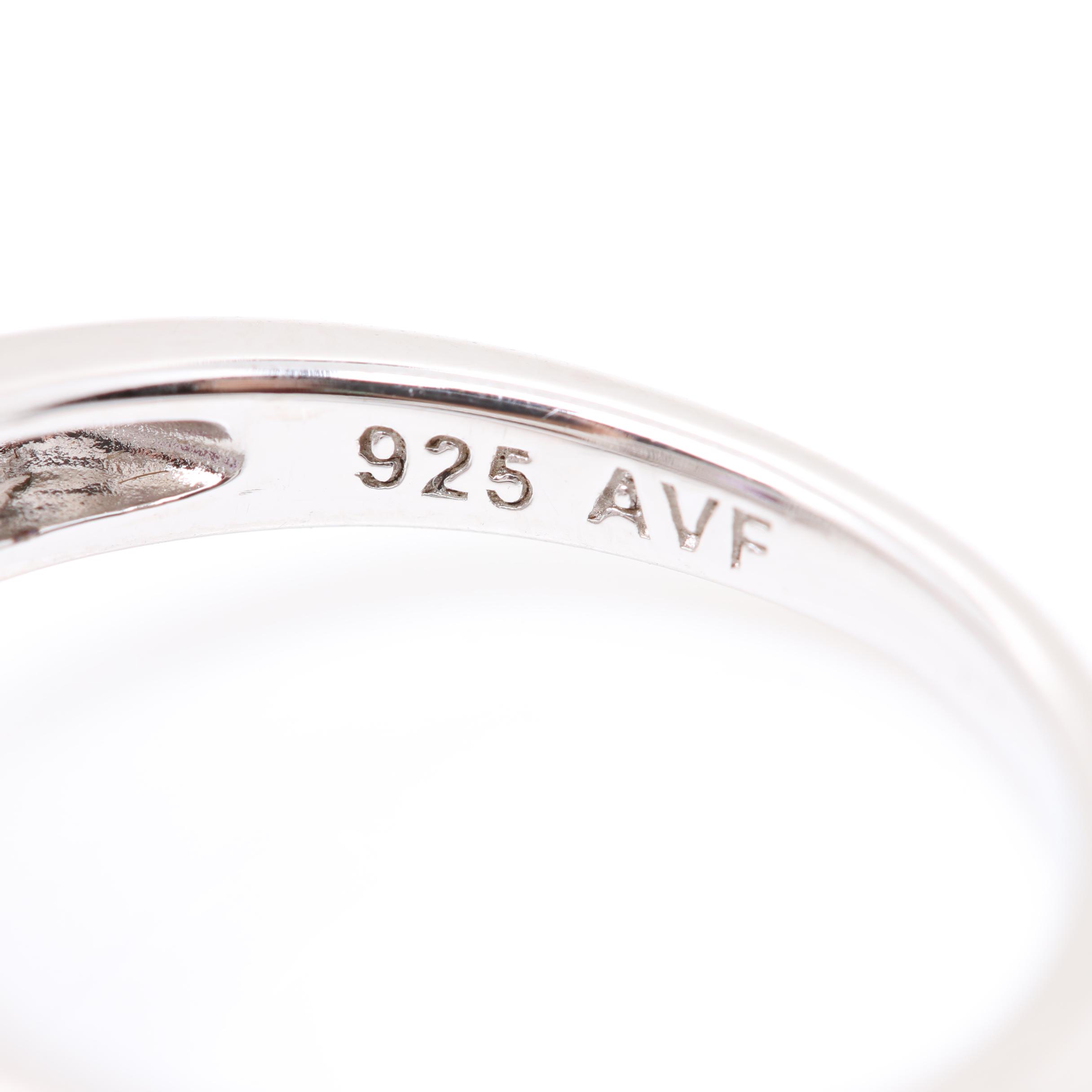 Sterling Silver Amethyst and Diamond Ring