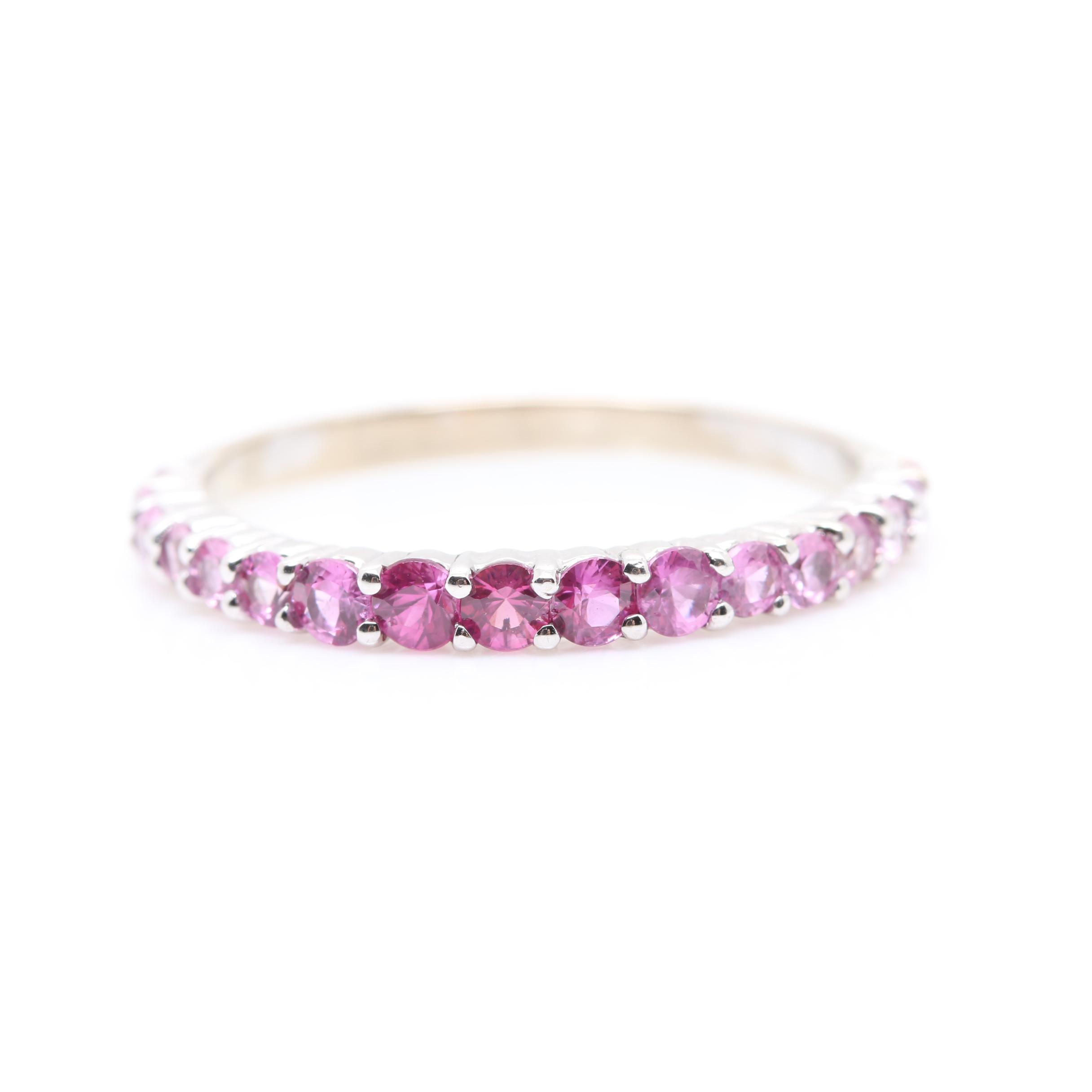 14K White Gold Pink Sapphire Ring