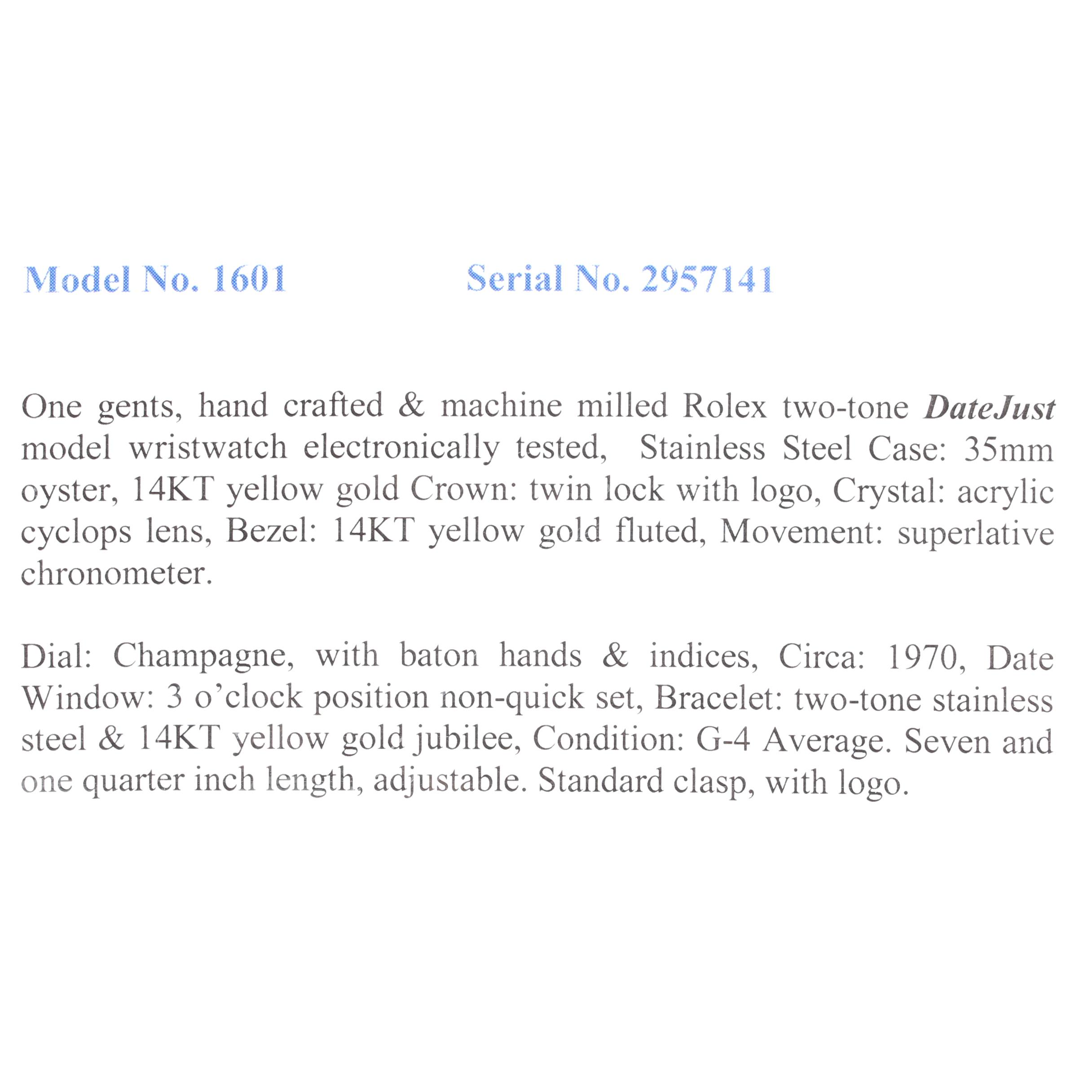 Rolex Datejust 14K Gold and Stainless Steel Watch