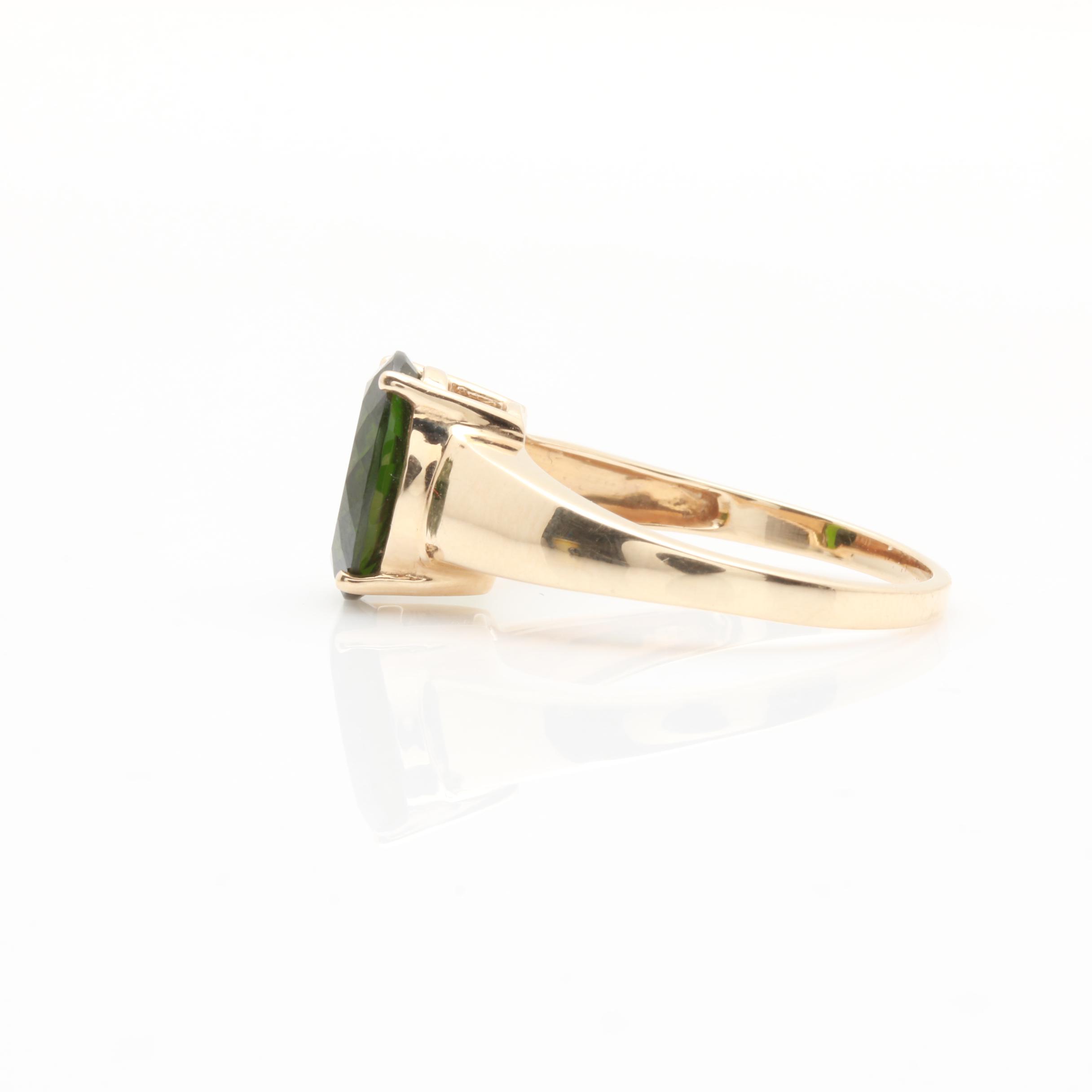 10K Yellow Gold Chrome Diopside Solitaire Ring