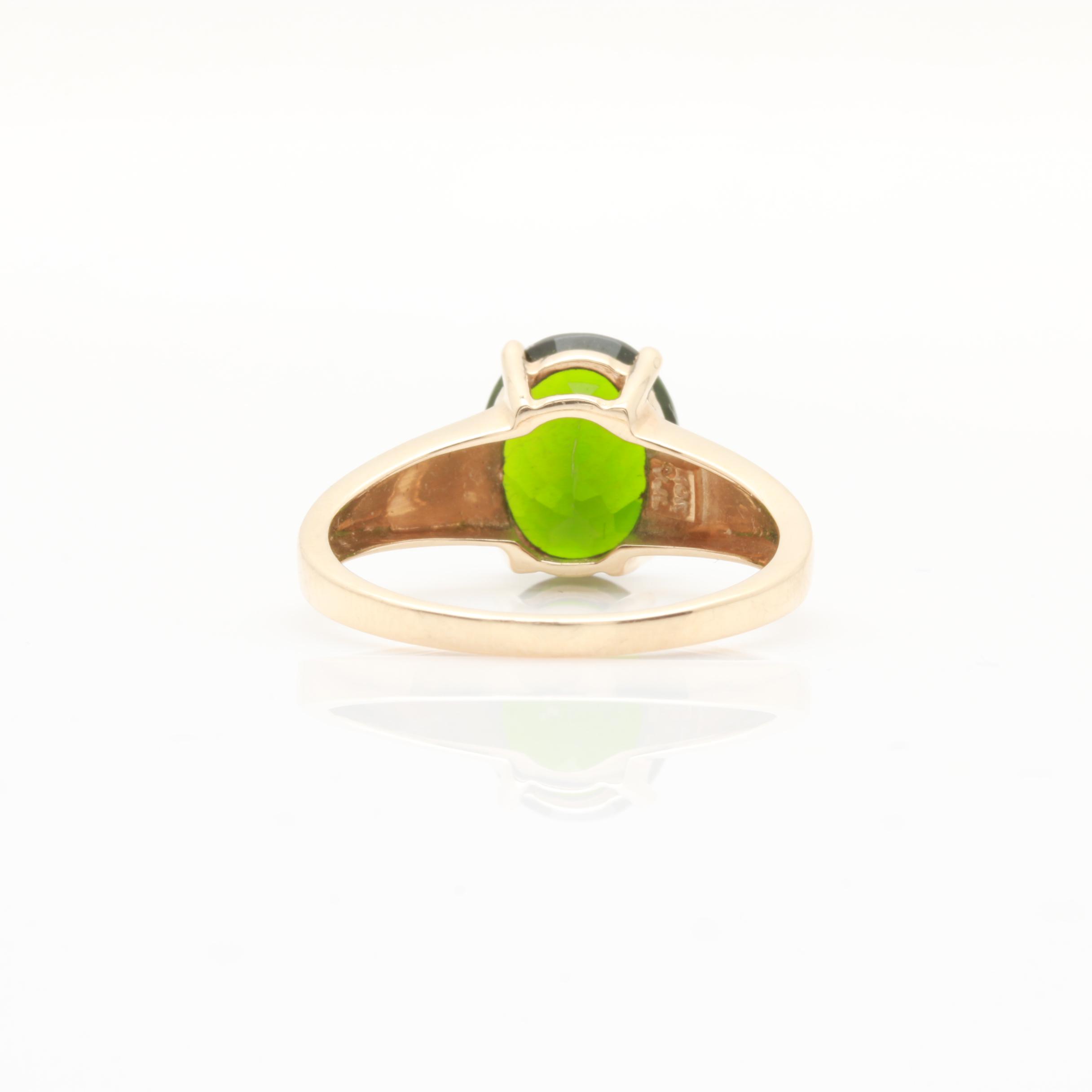 10K Yellow Gold Chrome Diopside Solitaire Ring