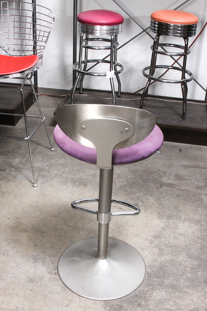 Modern Silver Tone Metal Bar Stool