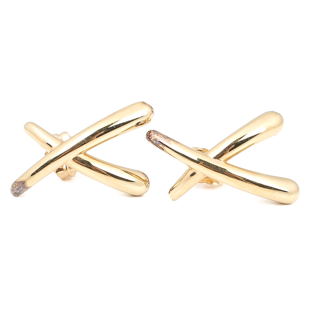 14K Yellow Gold "X" Earrings