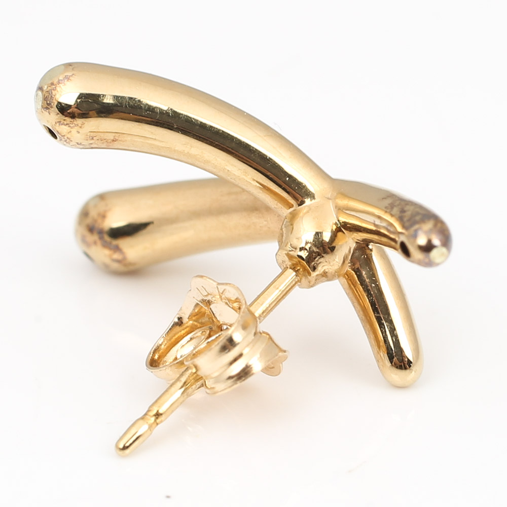 14K Yellow Gold "X" Earrings