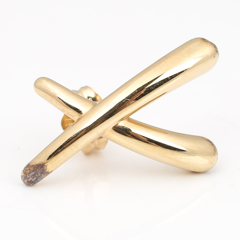 14K Yellow Gold "X" Earrings