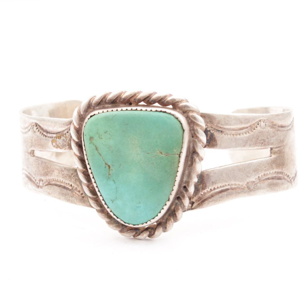 Southwestern Sterling Silver Turquoise Cuff