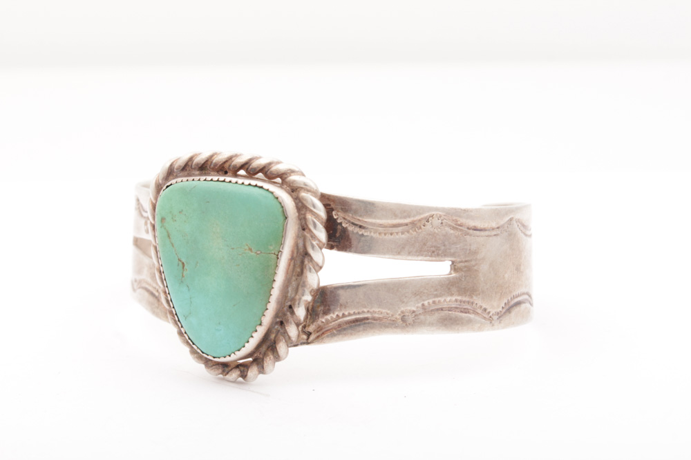 Southwestern Sterling Silver Turquoise Cuff