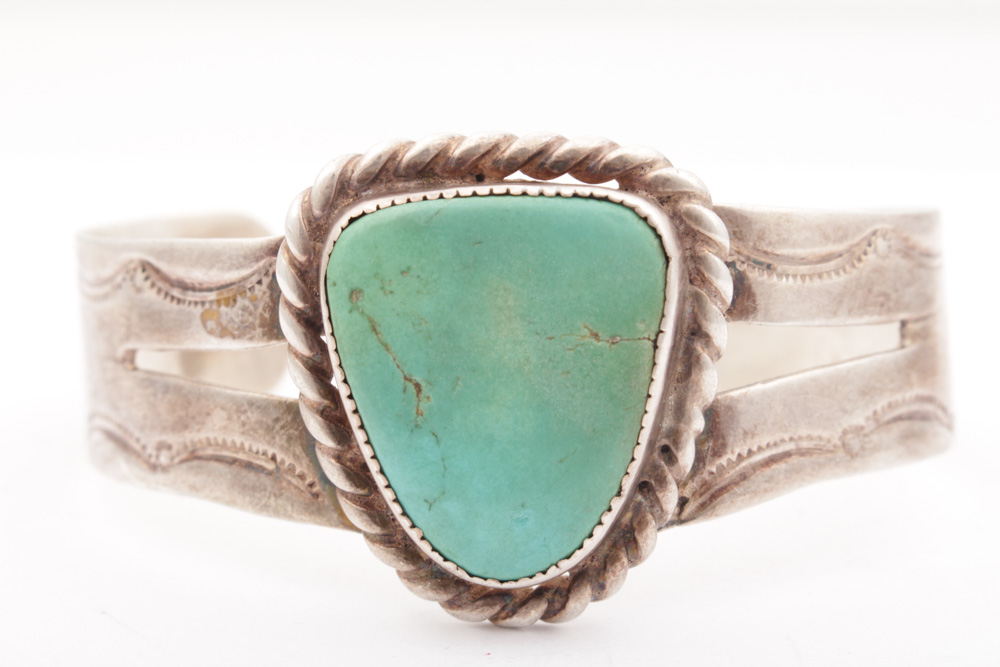 Southwestern Sterling Silver Turquoise Cuff